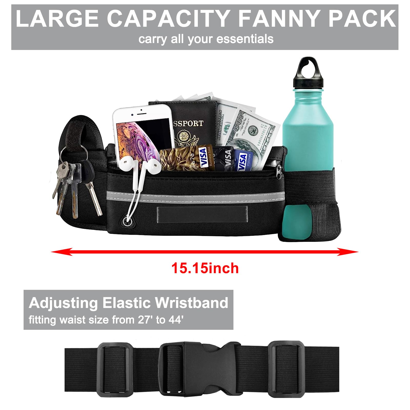 Siuyiu Running Light, Fanny Packs With 800 Lumen Cob Light For Men Women, Ipx5 Waterproof, Waist Belt Running Lights With Adjustable Strap For Hiking Walking