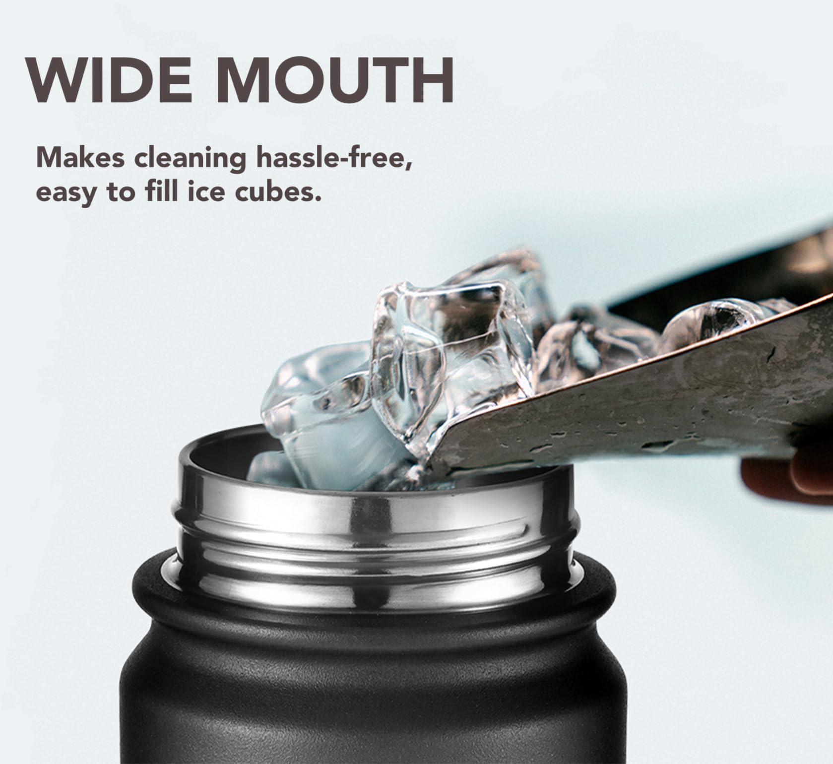 Mininoo Insulated Stainless Steel Water Bottle With Straw And Lid For Sports, 24 Oz, Black