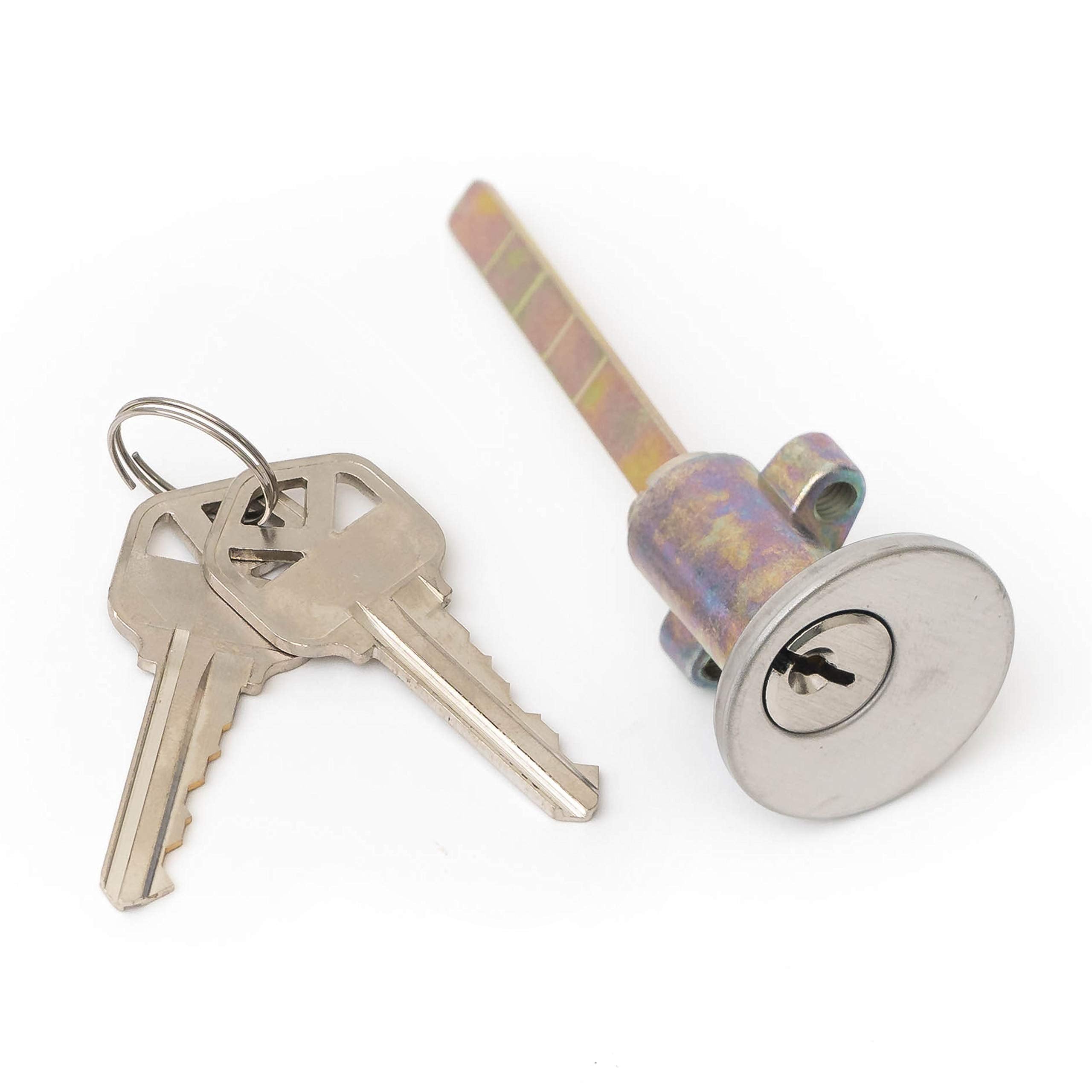 Defiant Satin Nickel Deadbolt Lock With Night Latch, Holdback Button Single Cylinder Rim And Two Keys - Heavy Duty Defender Security Door Lock Hardware