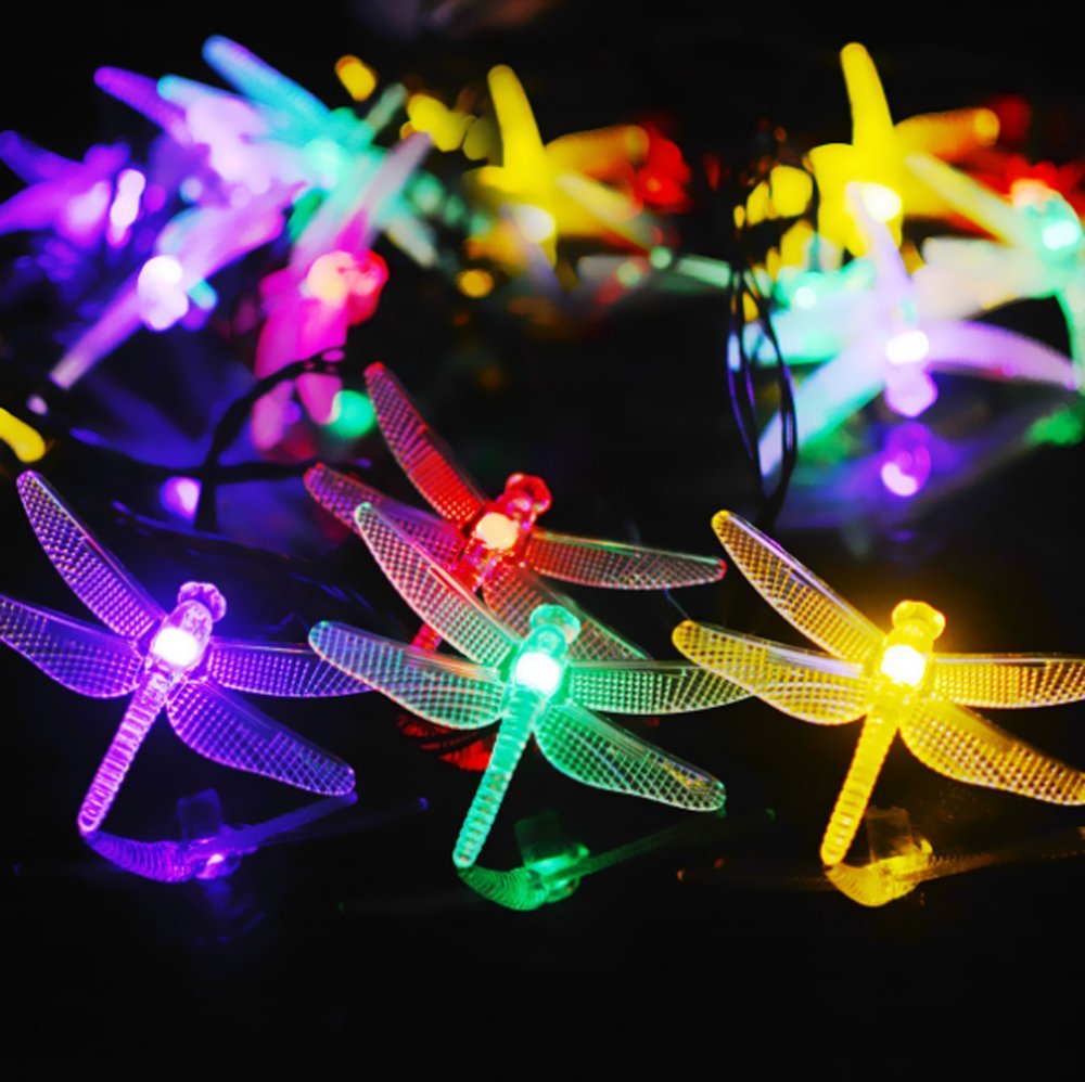 Eonsmn Solar Dragonfly String Lights, Waterproof Fairy Decorative Lighting For Home Outdoor Garden Patio Holiday And Wedding (Multi-Colored)