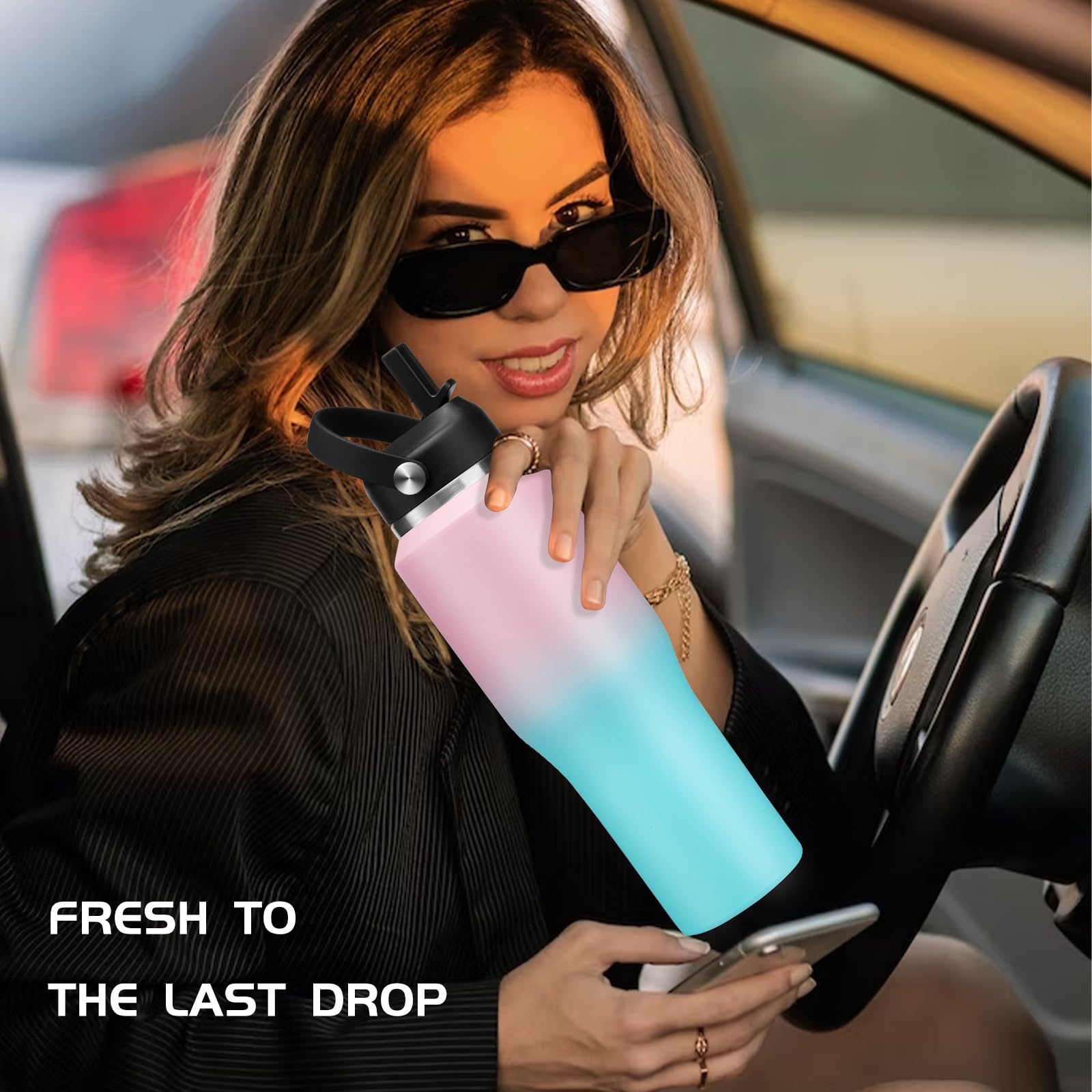 32Oz Stainless-Steel Tumblers With Straw & Sleeve - Insulated Water Bottles That Fits In Cup Holder