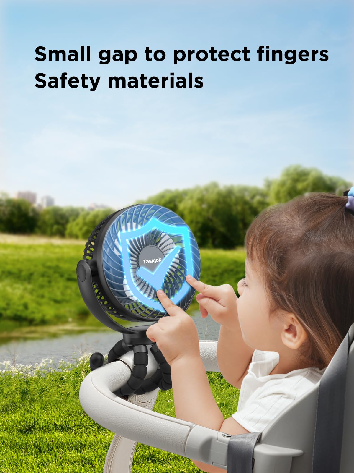 Portable Stroller Fan, 4000Mah Battery Operated Mini Baby Fan With Light, 26H 3 Speeds Rechargeable