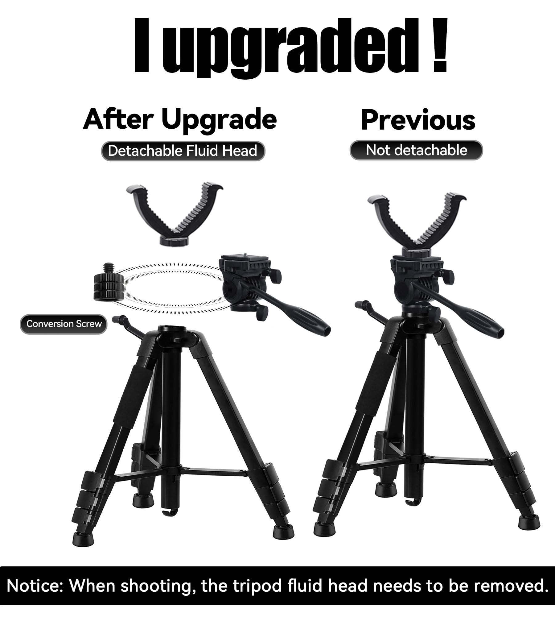 Lcncy Shooting Tripod Hunting Rest V Yoke, Binocular And Spotting Scope Aluminum Tripod, 360° Rotate With Binoculars Adapter, Compatible For Rifle, Hunting, Binocular, Spotting Scope, Crossbow Tripod Stand