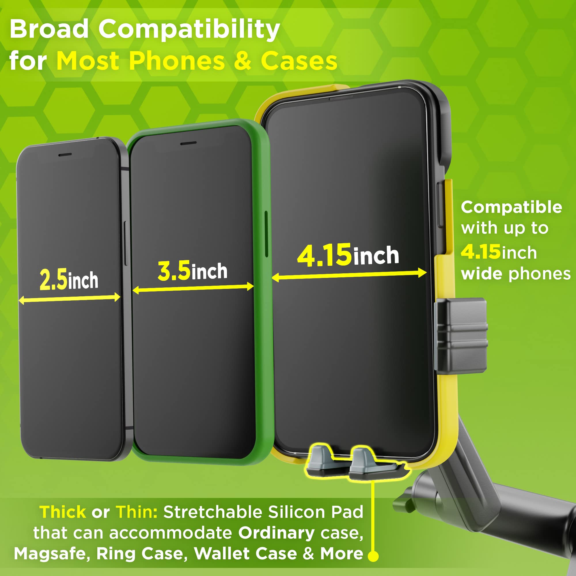 Truckules Phone Mount For Truck Phone Holder For Truck - Heavy Duty Super Suction Cup, Mobile Device Holder For Dashboard Window 16.9 Inch Long Arm & Stable, Iphone & Samsung Compatible, Big Rig Trucker, Gray