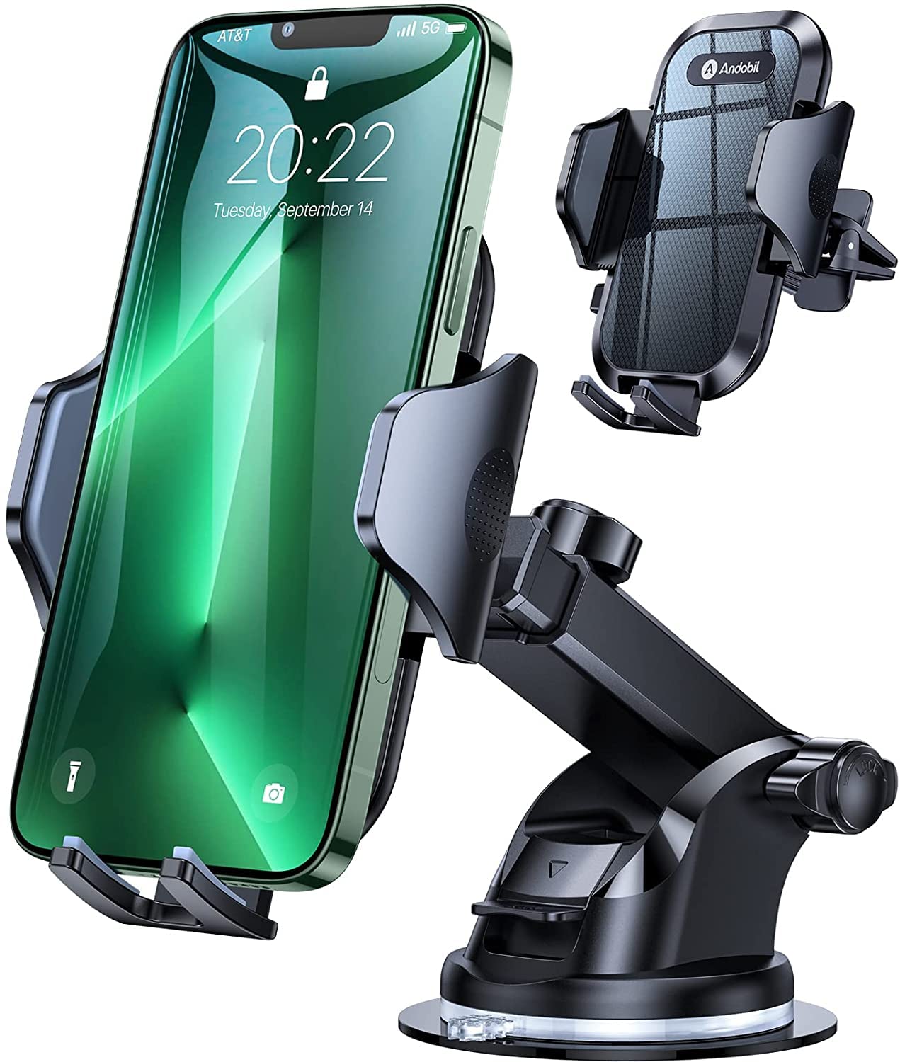 Andobil Car Phone Holder Mount (Strong Suction&Bumpy Road Stable) Phone Holders For Your Car, Cell Phone Car Mount For Windshield Dash Vent Truck Cradle Stand For Iphone 16 15 Pro Max 14 13 12 Samsung