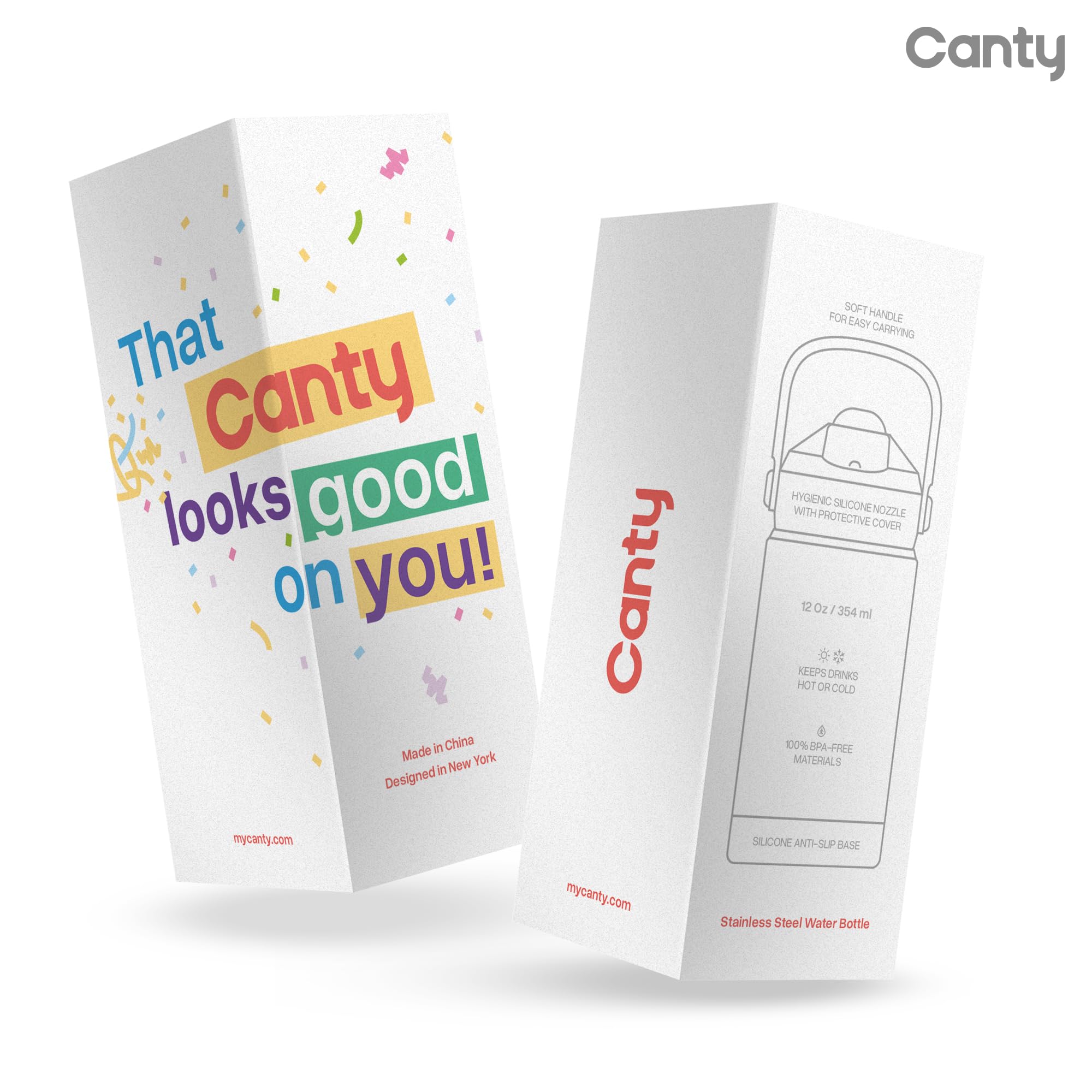 Canty Kids Stainless Steel Water Bottle With Straw, Anti-Slip Base And able Full Colored Box