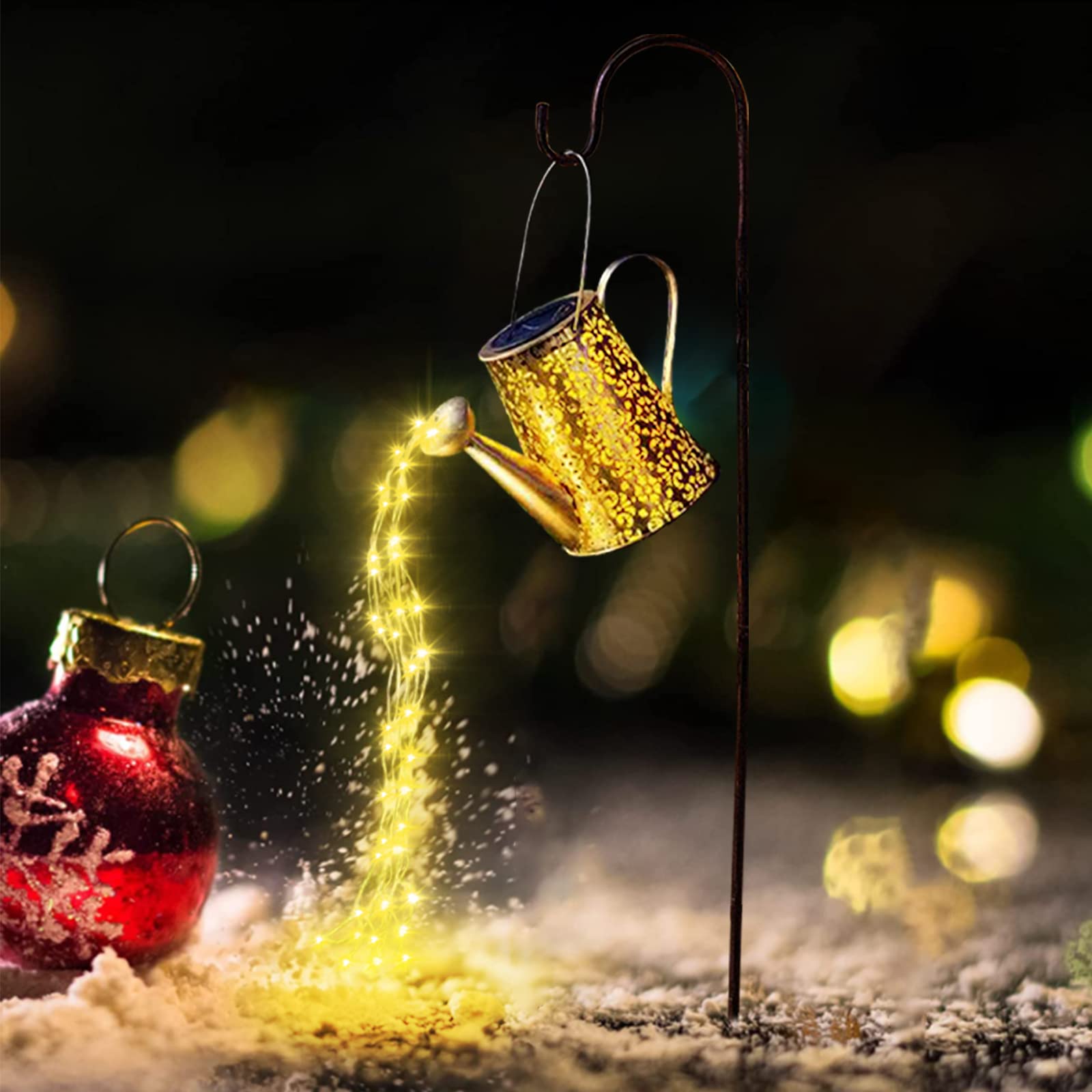Binfenny Solar Watering Can Lights Hanging Kettle Lantern Light - Waterproof Garden Decor Metal Retro Lamp For Outdoor Table Patio Lawn Yard Pathway With Hook