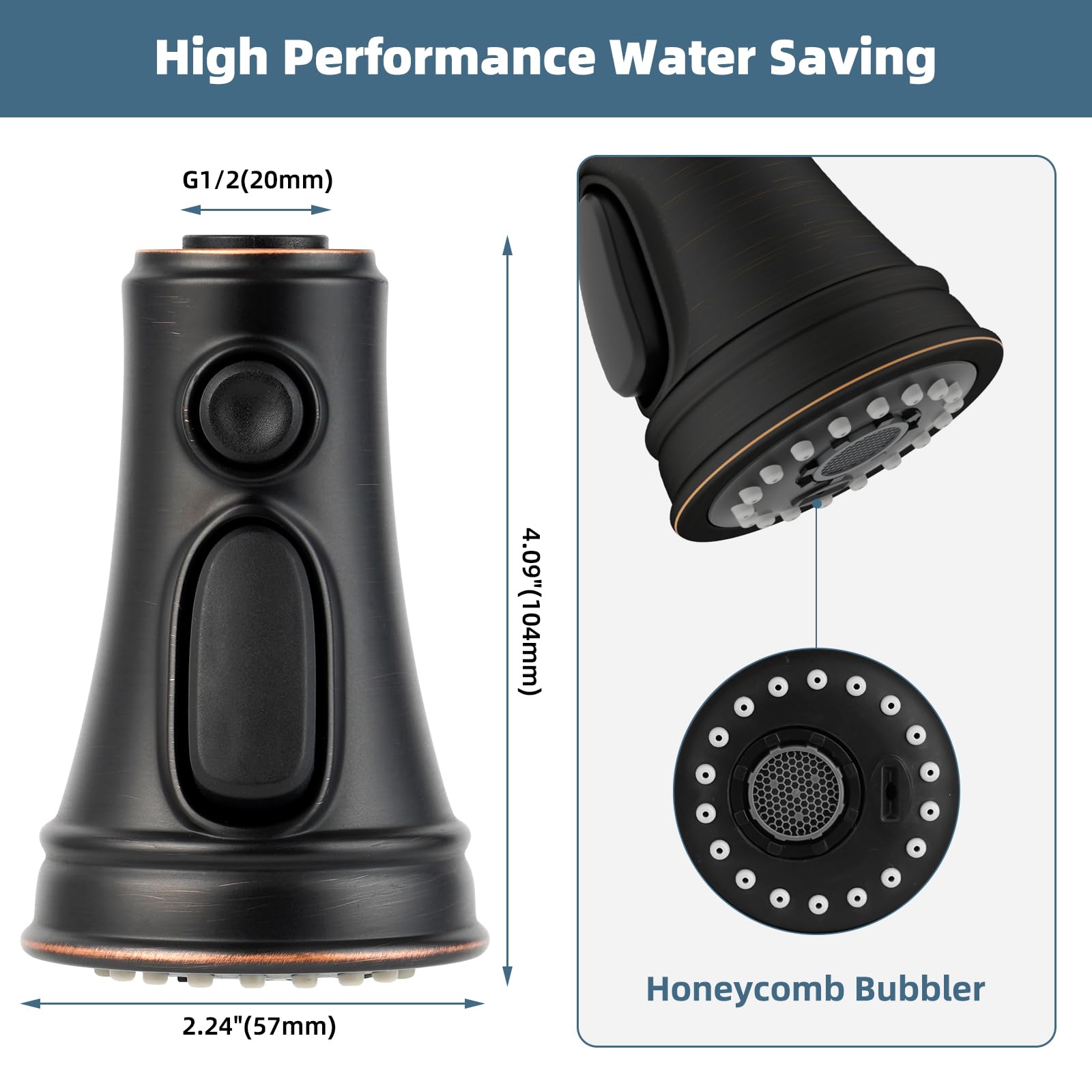 Ifealclear Universal Pull Down Kitchen Faucet Spray Head, 3 Function Kitchen Sink Sprayer Replacement Nozzle, Compatible With Moen, Delta, Kohler, American Standard, 15 Adapters, Oil Rubbed Bronze