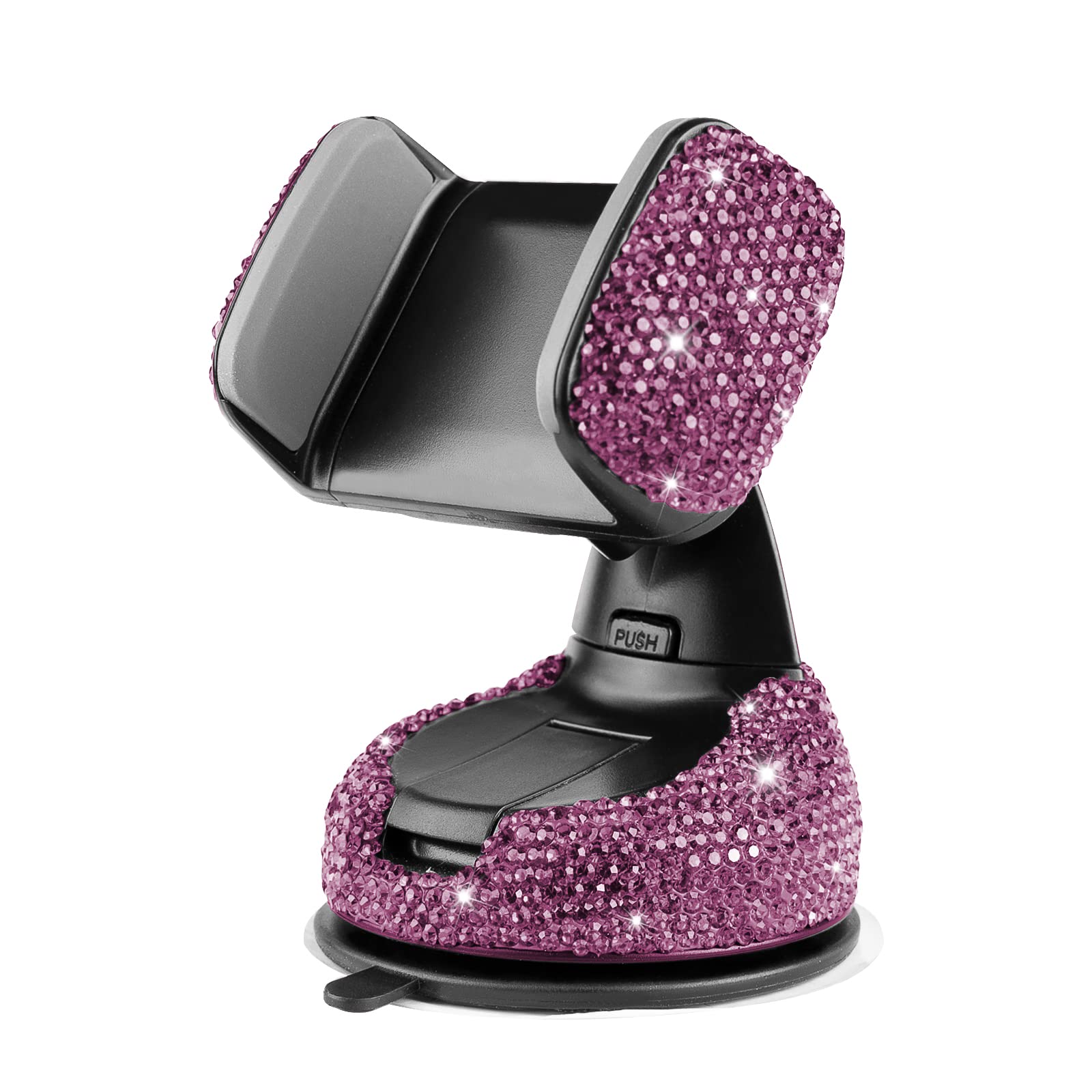 Eing Car Phone Mount Cell Phone Holder With One More Air Vent Base,Bling Crystal Universal Phone Mount Holder Cradle For Dashboard,Windshield And Air Vent,Purple