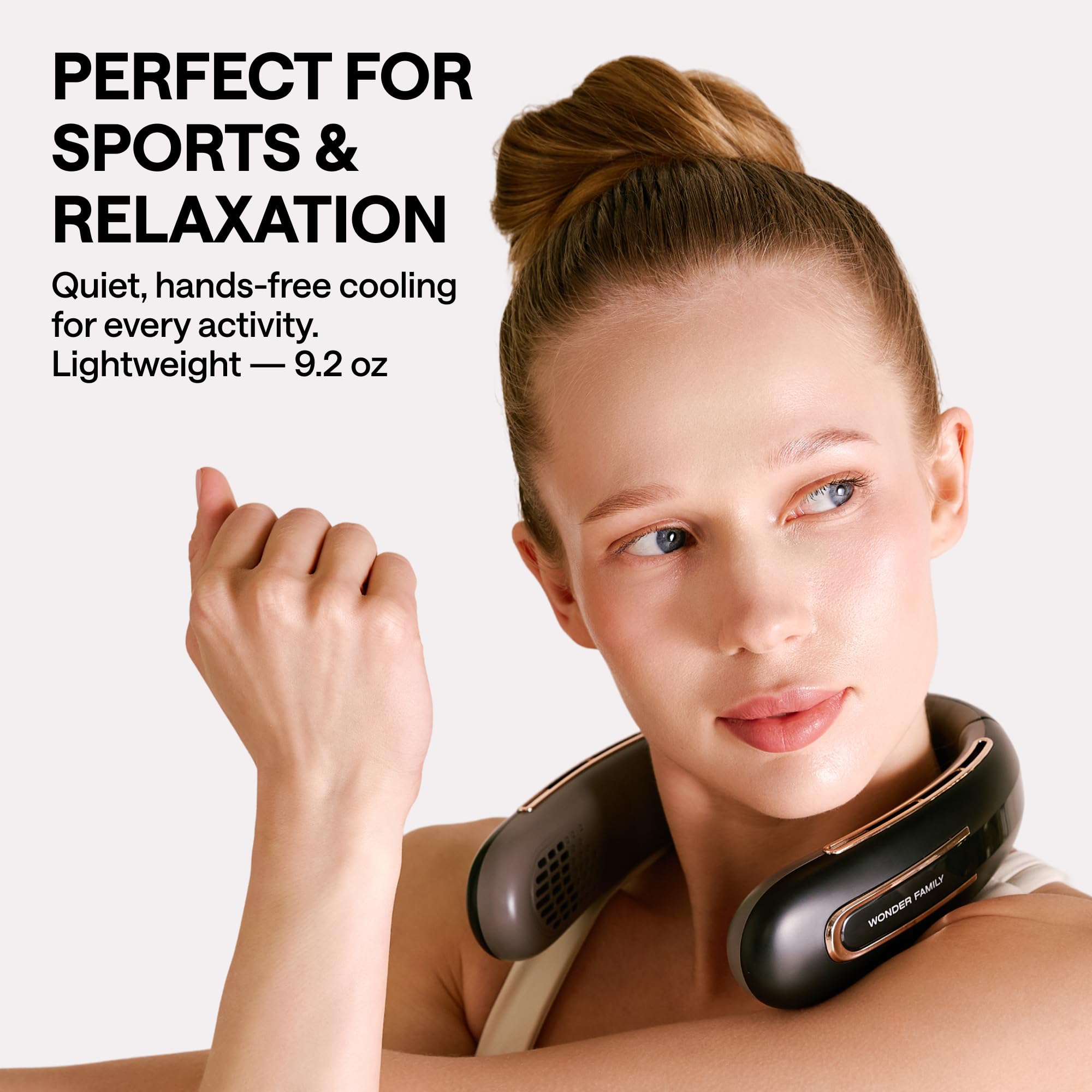 Rechargeable Neck Fan – Portable With 5 Speed Modes – Extended Package With Cooling Mask For Eyes