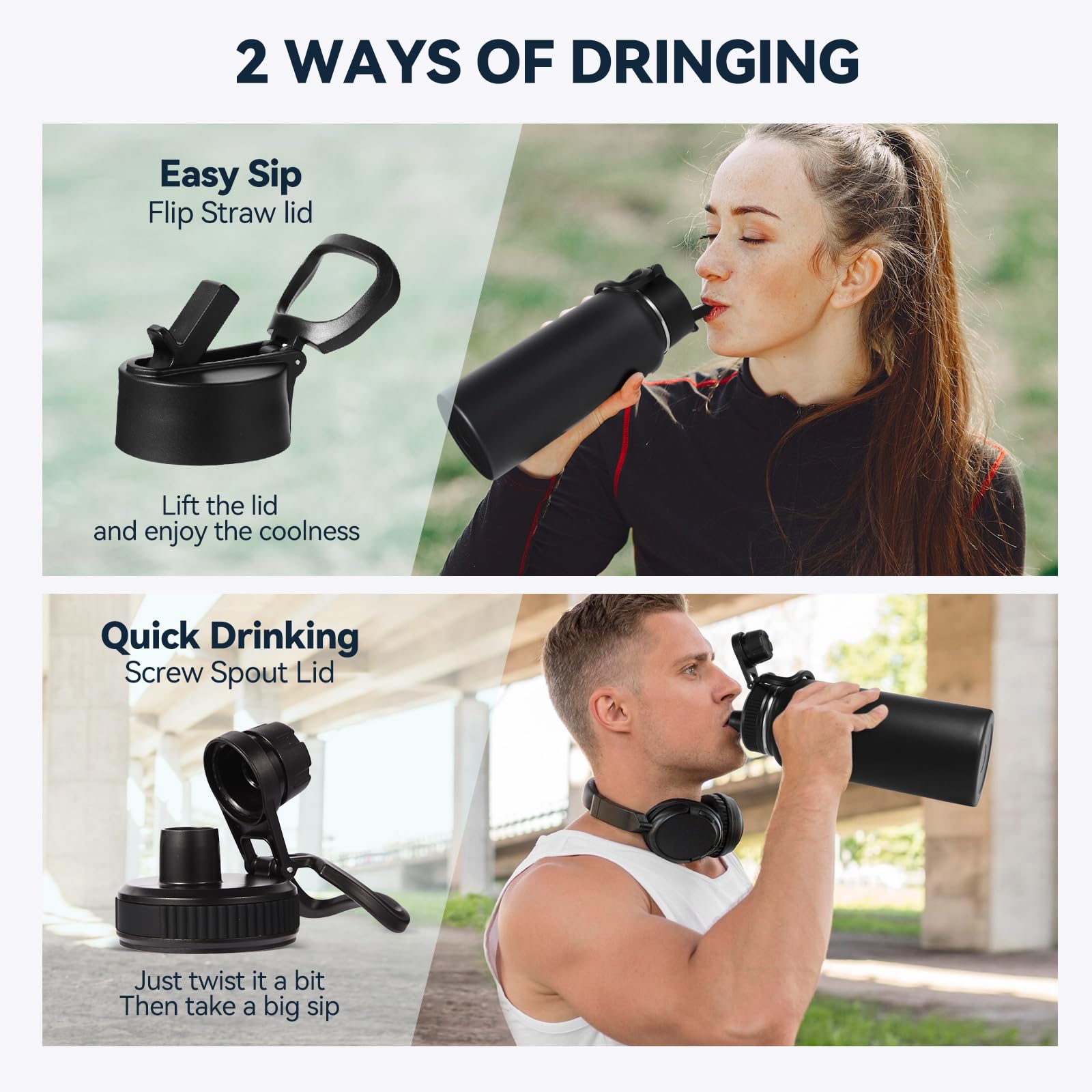 Neihepal 32 Oz Insulated Water Bottle Bulk 8 Pack,18/8 Stainless Steel Double Wall Vacuum Flask