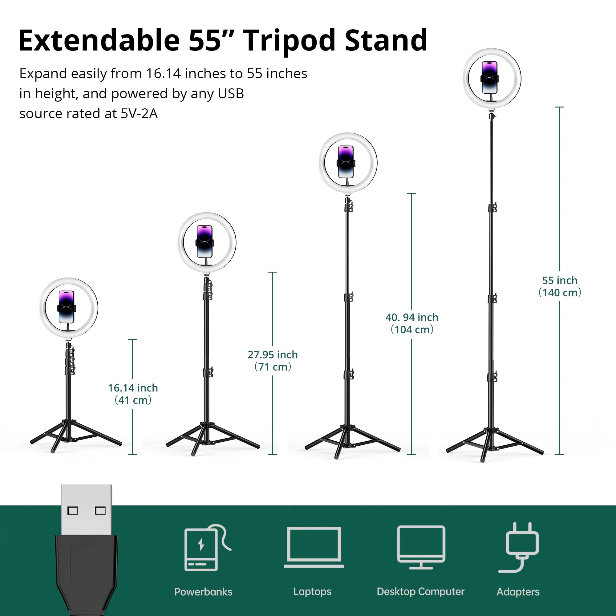 Atumtek 10" Selfie Ring Light With 55" Extendable Tripod Stand, Selfie Light With Phone Holder And Bluetooth Remote, Dimmable Led Ring Light For Streaming, Tiktok, Zoom, Vlogging, Youtube, Etc
