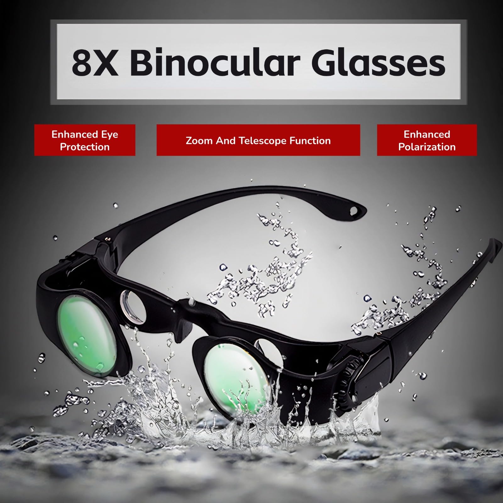 Yoidesu Hands Binocular Glasses For Fishing Bird Watching, Hd Optical Lens Portable Binoculars And Opera Glasses, 8X Magnification, Adjustable Focus Distance, Fishing Companion