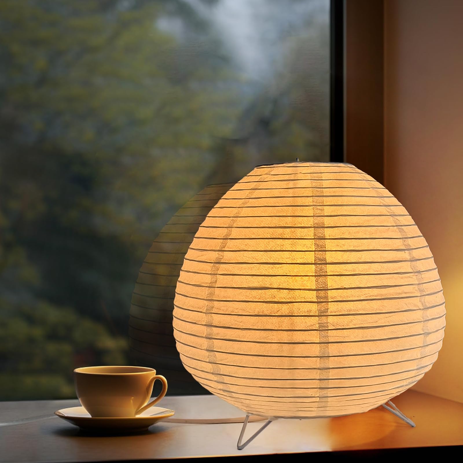 Cmhsytke Small Paper Lamp, Japanese Lamp Lantern Table Lamp, Paper Table Lamp, Lantern Lamps For Desk Bedrooms Bedside Night Light (Raindrop)