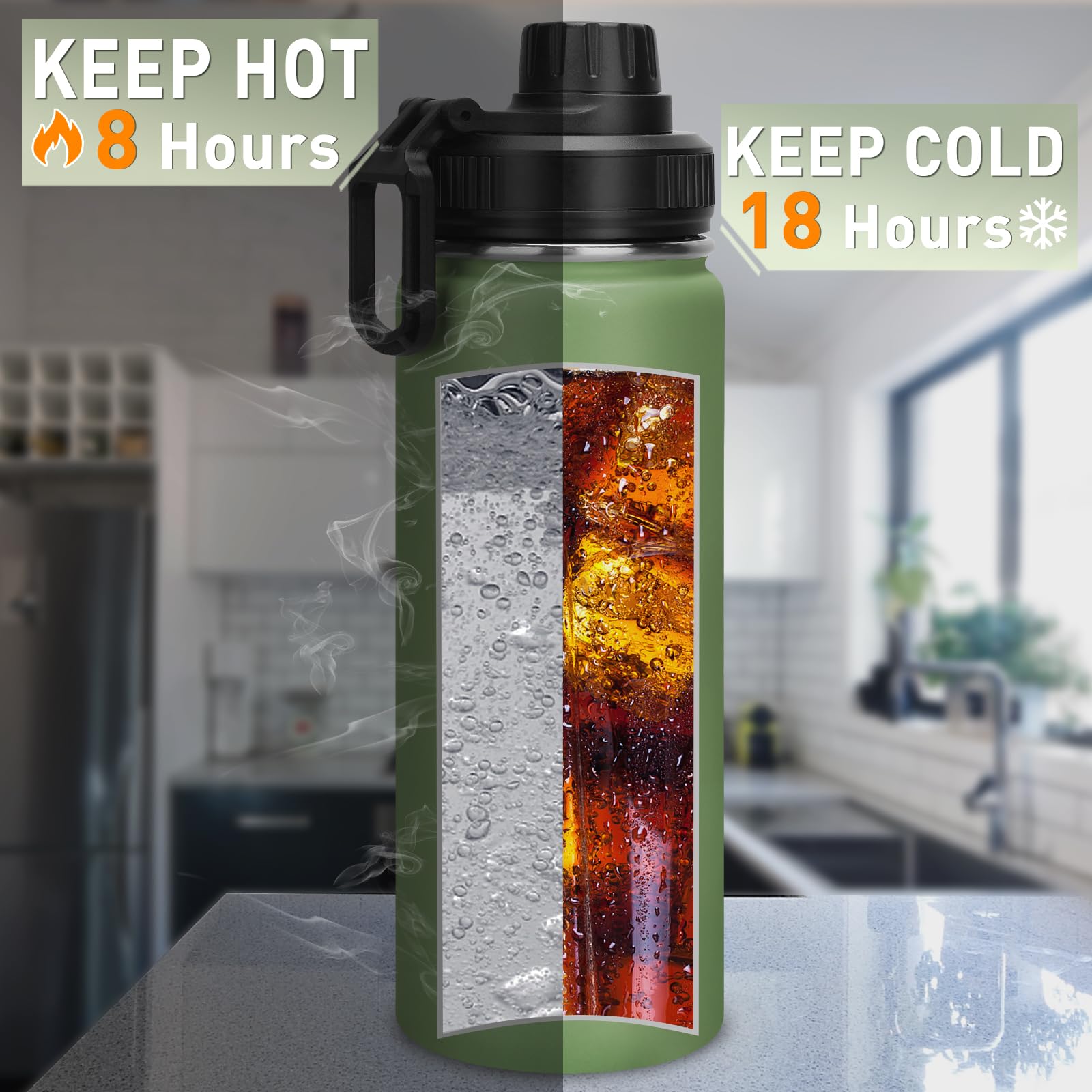 18 Oz Stainless Steel Water Bottles With Spout Lid Insulated Water Bottle Double Wall Vacuum Wide