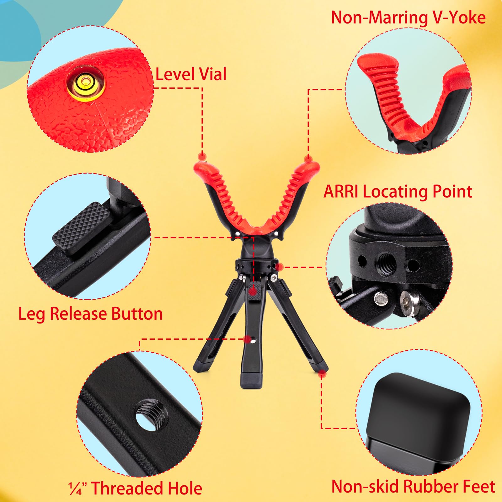 Zeadio Camera Tripod Rest, Adjustable Portable Rest Stand With 360 Degree Rotation V Yoke For All Camera