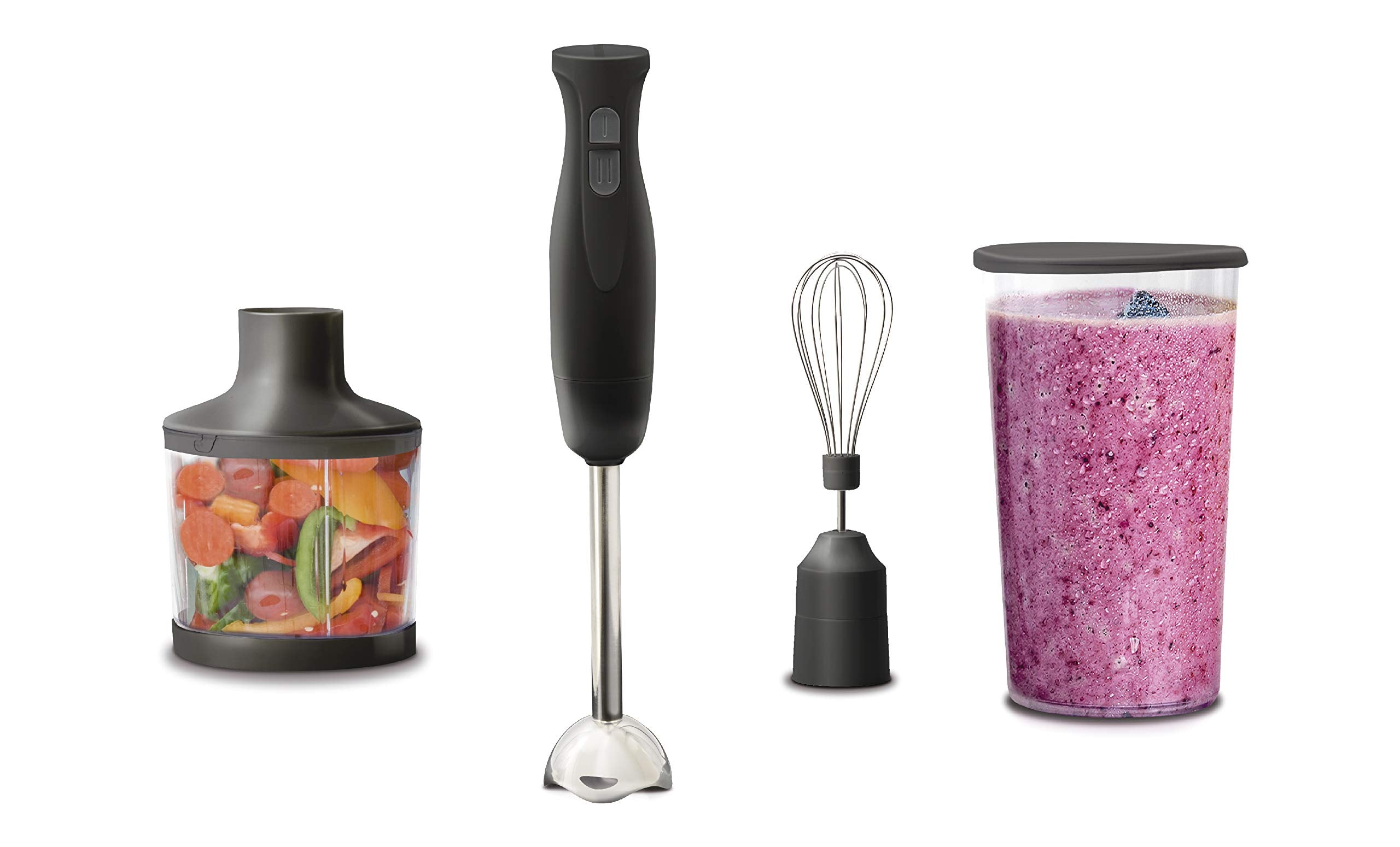 Eternal Living Kitchen Ideas Immersion Hand Blender With Whisk Attachment, Measuring Cup & Chopper Heavy Duty, Black