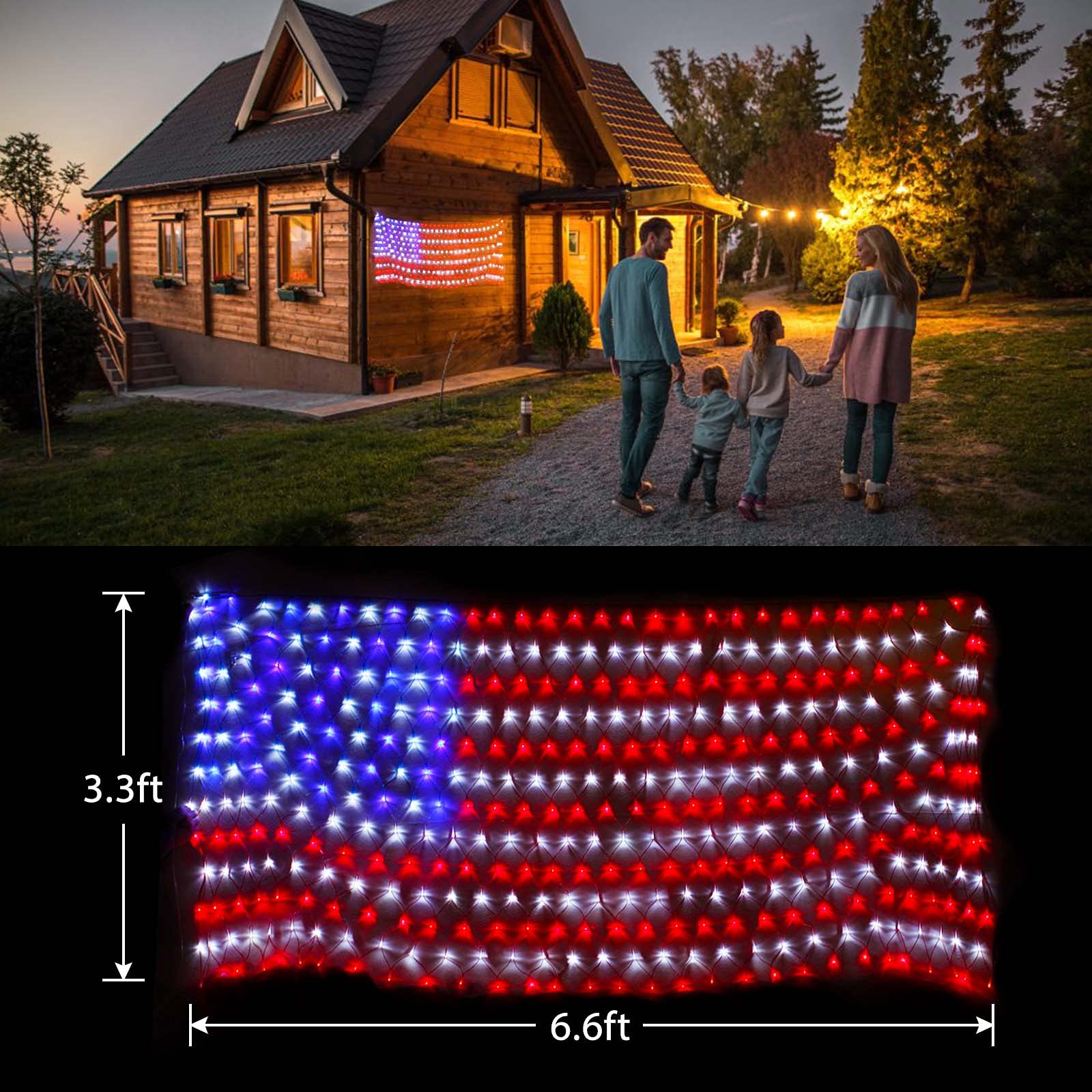 Renoliss Super Larger Size American Flag Lights, July 4Th Patriotic Lights With Ultra-Bright 420 Led, Waterproof Led Flag Net Light Of Usa, 4Th Of July Decor Independence Day Memorial Day