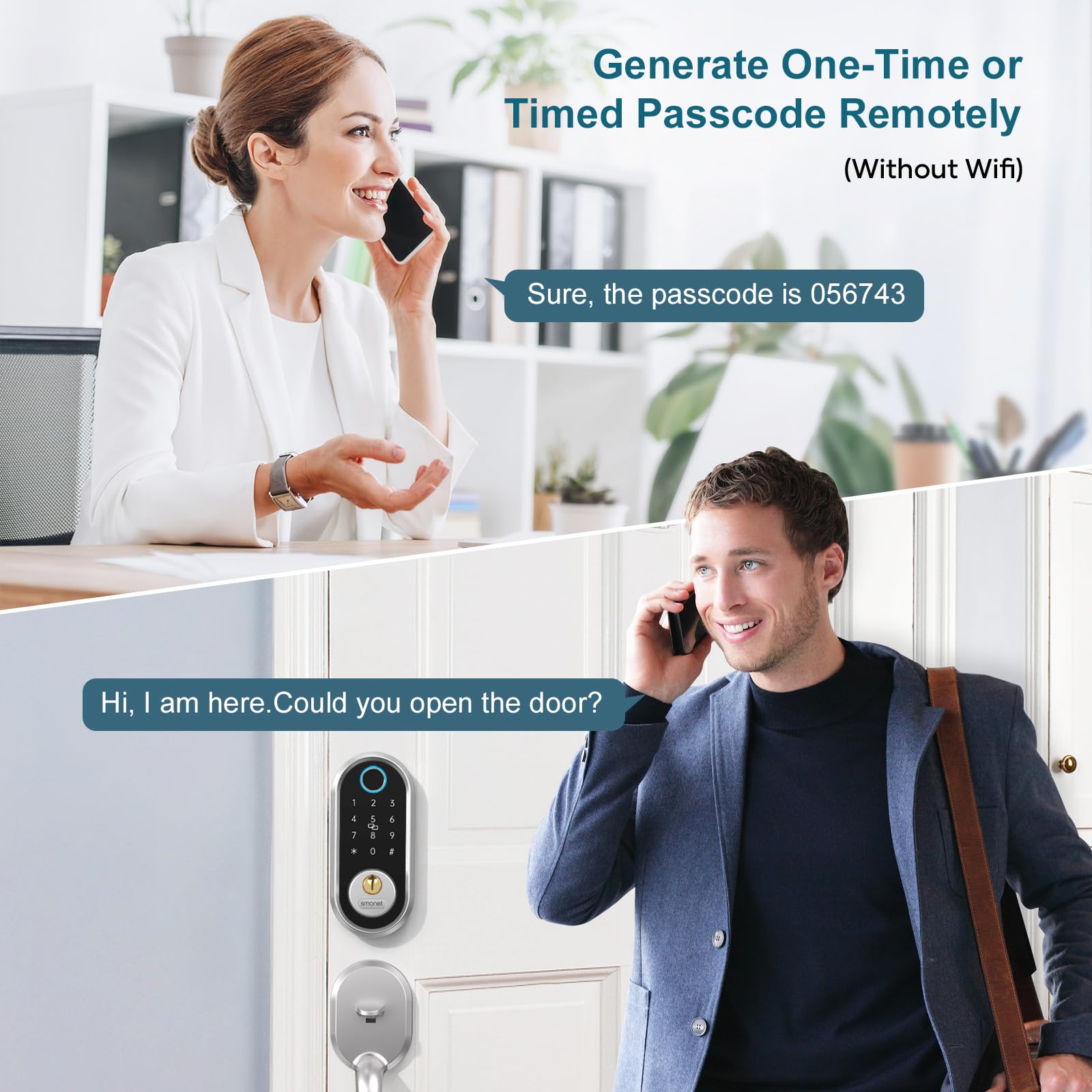 Smonet Pro Smart Fingerprint Deadbolt - Keyless Entry Touchscreen Deadbolt Lock, Smart Digital Door Lock For Front Door, Easy To Install, Compatible With Alexa