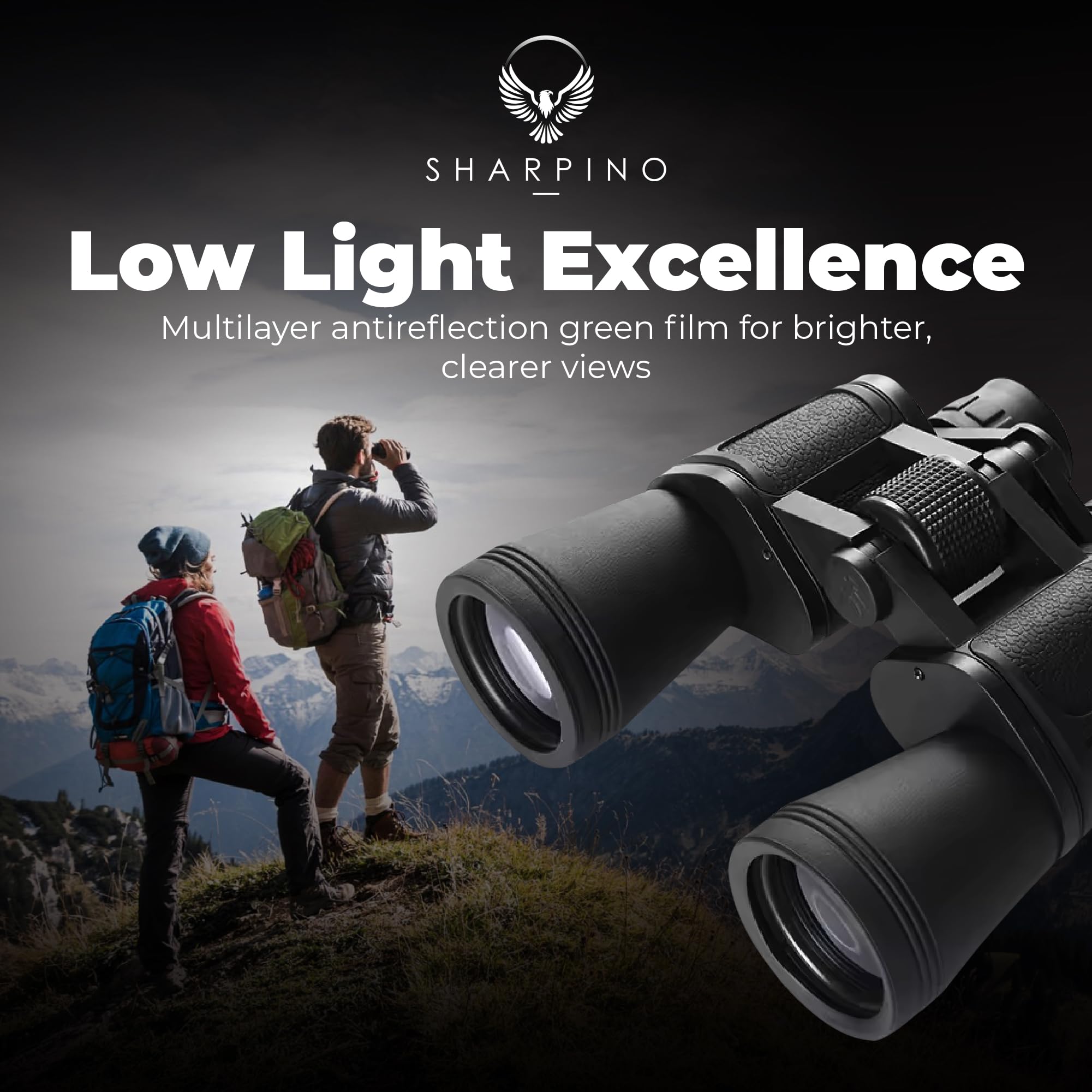 Sharpino 10 X 50 Binoculars For Adults High Powered – Wide Angle Binoculars With Anti Reflective Fog Proof Lens – Waterproof, Outdoors, Hunting, Bird Watching, Concert, Sporting Events