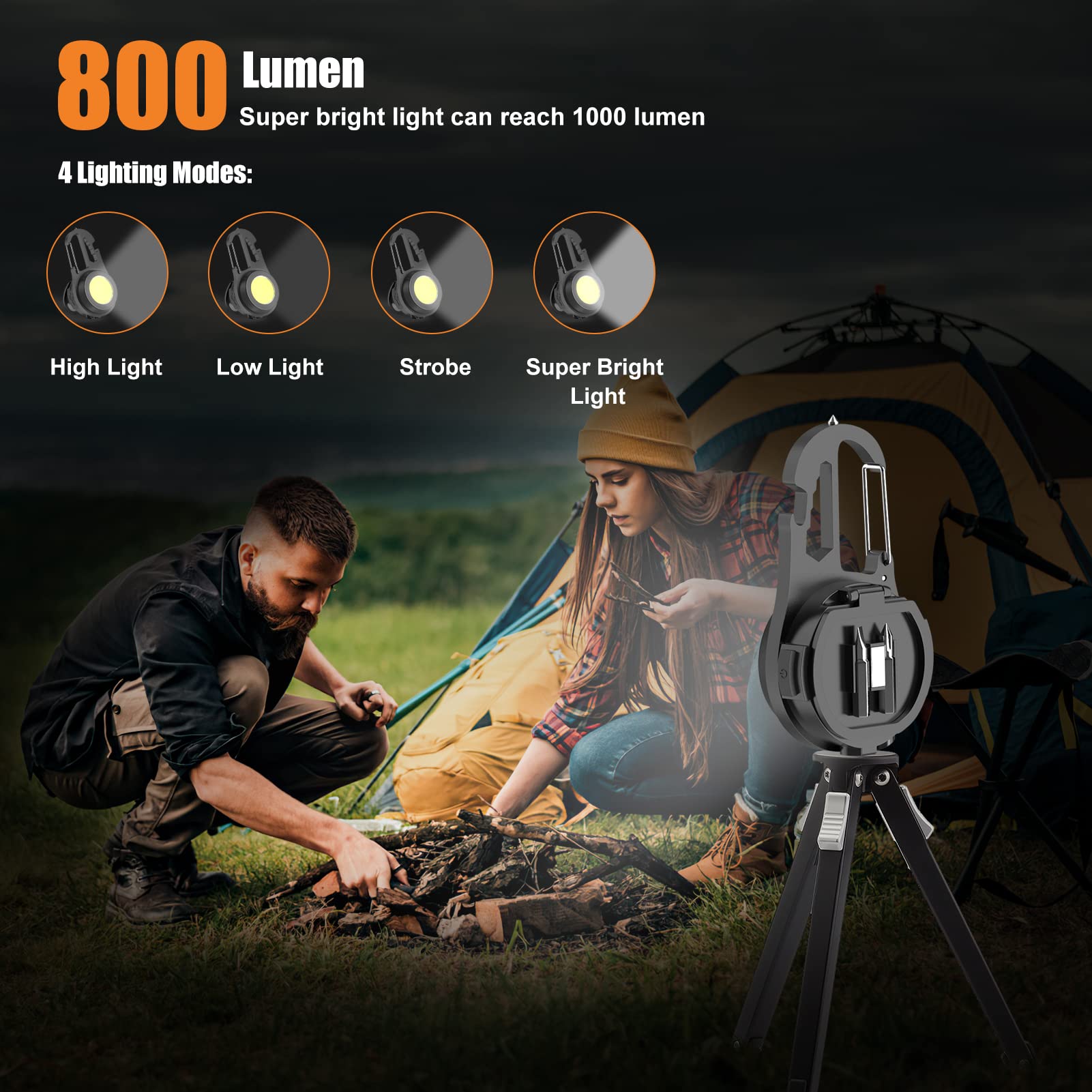 Wejoy Mini Flashlight Cob Small Flashlight 800Lumen Rechargeable Light Keychain Flashlight Portable Pocket Light Folding Stand Magnetic Flashlight For Camping,Fishing,Walking,Bottleopener (Dark Gray08)