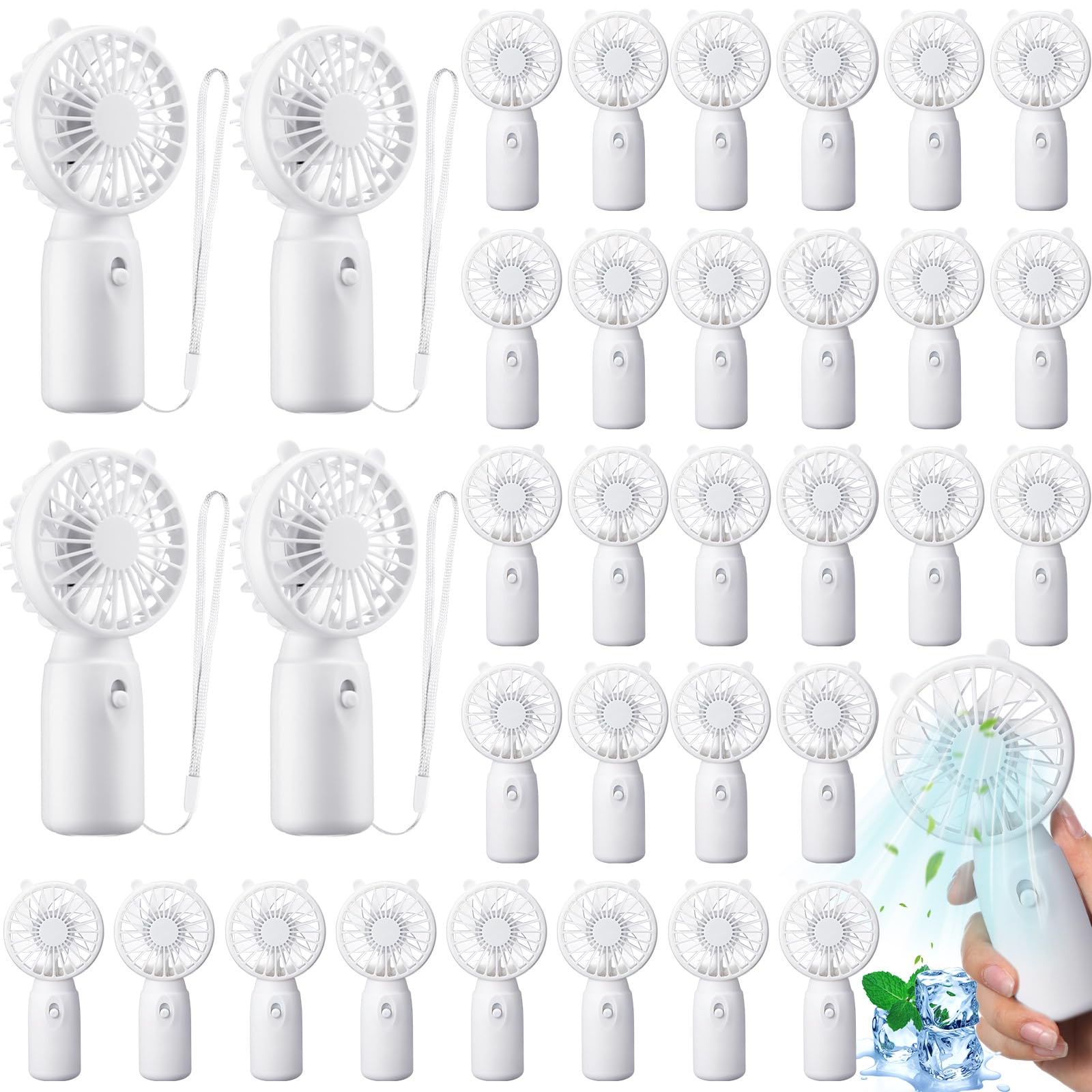 36 pack mini portable handheld fans with lanyard, battery operated, ideal for makeup and eyelash use Koospark