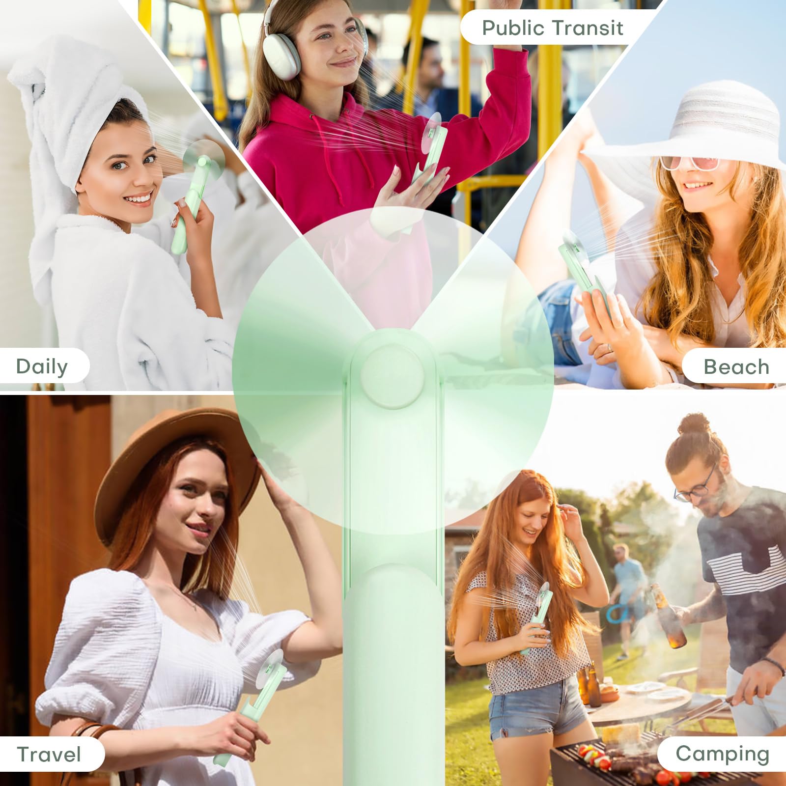 Nezylaf 2-In-1 Fan Set: Portable Handheld Mini Fan With 2000Mah Power Bank & 5-Speed Rechargeable