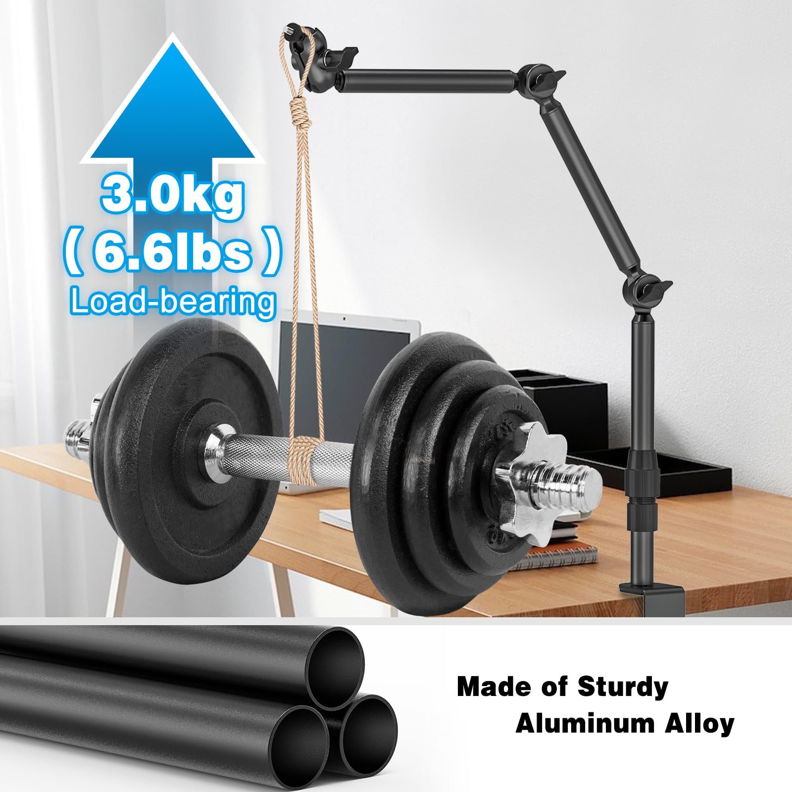 Jubor Overhead Camera Mount For Desk, 30.9" Webcam Stand With 1/4" Screws, 360° Adjustable Tabletop C-Clamp Stand For Dslr, Webcam, Digital Cameras, Mini Projector,Microphone