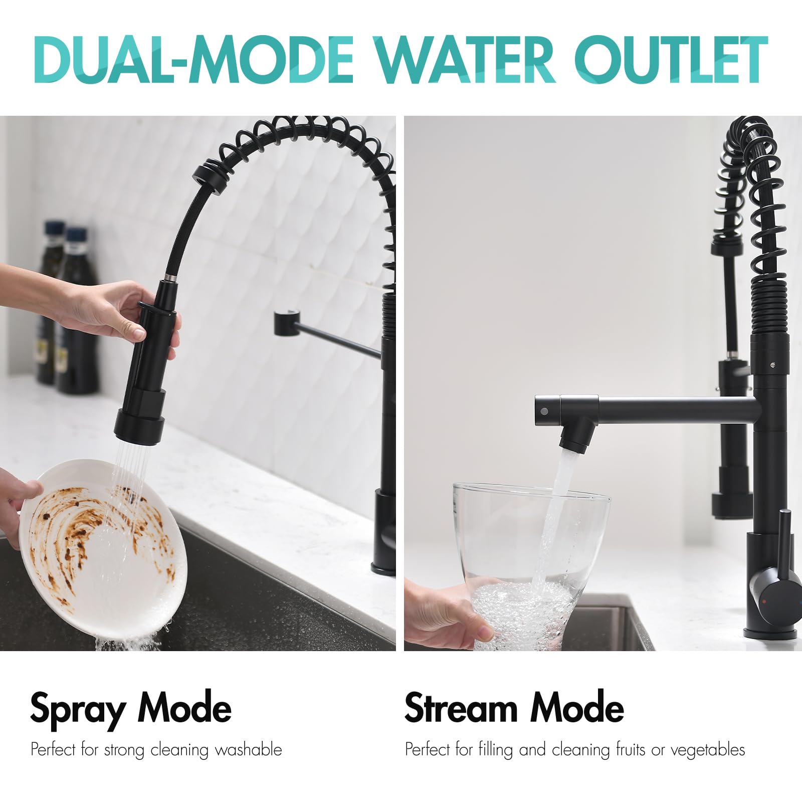 Aimadi Kitchen Faucet,Kitchen Faucets With Pull Down Sprayer Commercial Style Single Handle Matte Black Kitchen Faucet With Sprayer