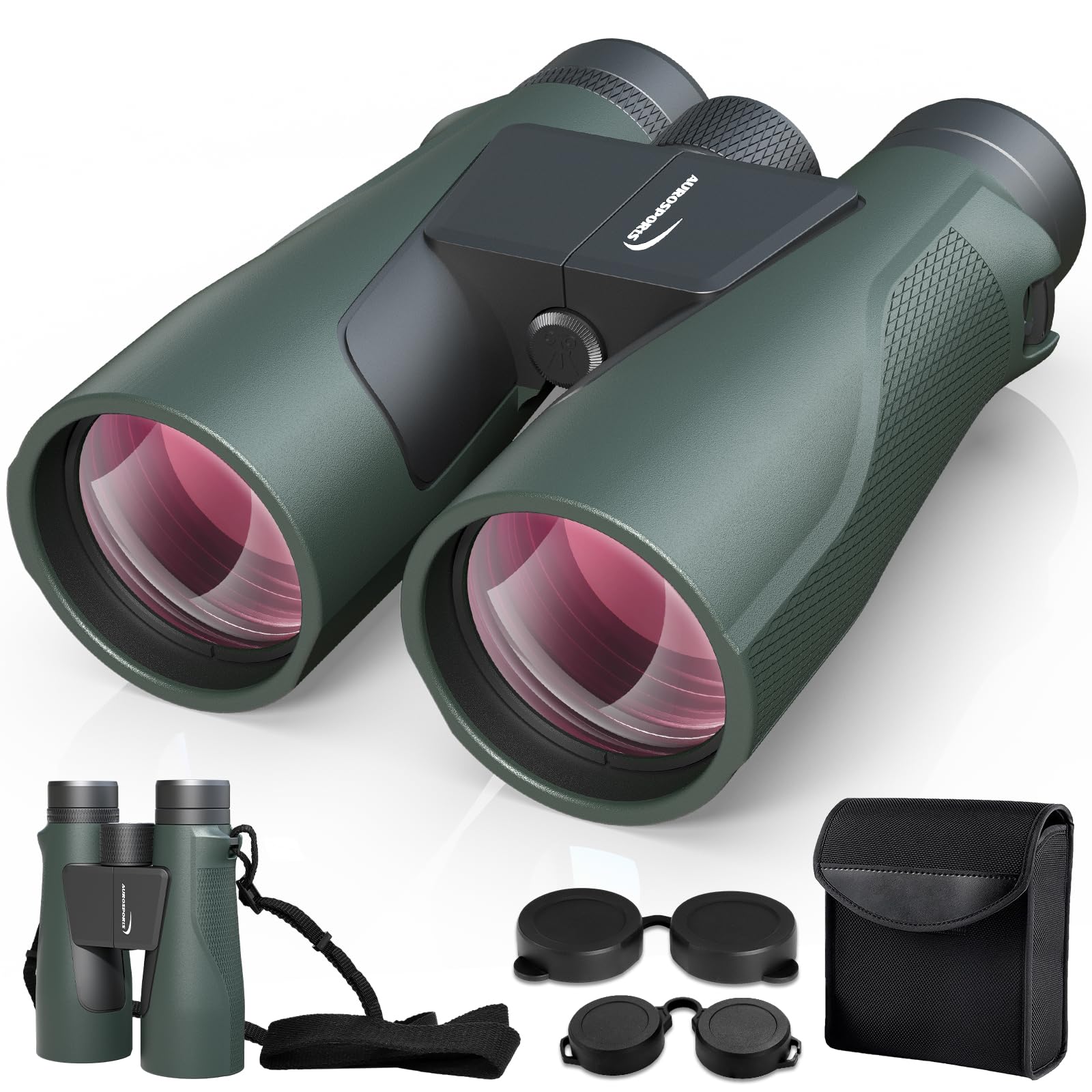 Aurosports 15X56 Binoculars For Adults High Powered - Hd Large View Binoculars With Clear Low Light Vision - Lightweight Easy Focus Bird Watching Hunting Hiking Cruise Travel - Green