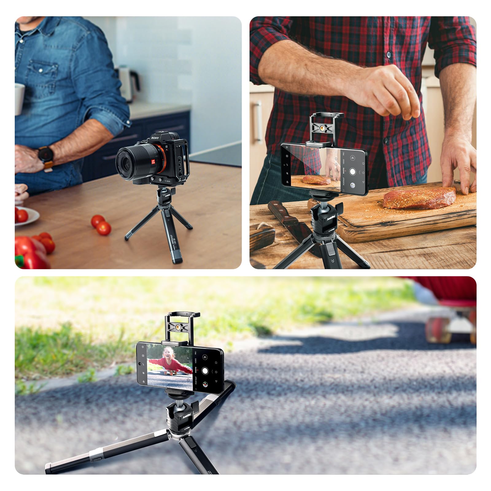 Ambitful Gt-07 Mini Tripod Stand Holder,Travel Tripod,With 360° Ball Head,Cold Shoe Mount,1/4 Inch Screw For Dslr Camera Video/Camcorder/Camera Mobile Phone Action Cam,Max. Load 6.6Lb