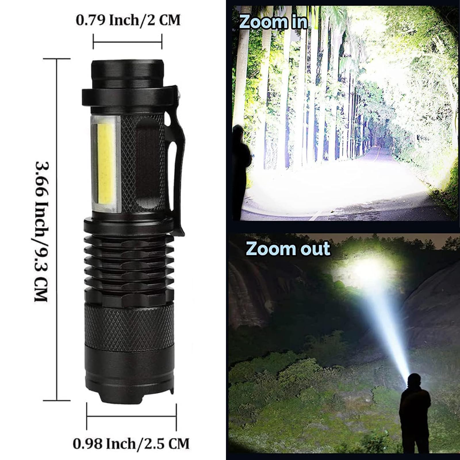 Modoao Cob Led Flashlights,Ultra Bright 4 Modes Mini Handheld Torch,Waterproof Pocket Lights Handheld Flashlight (10 Pack)