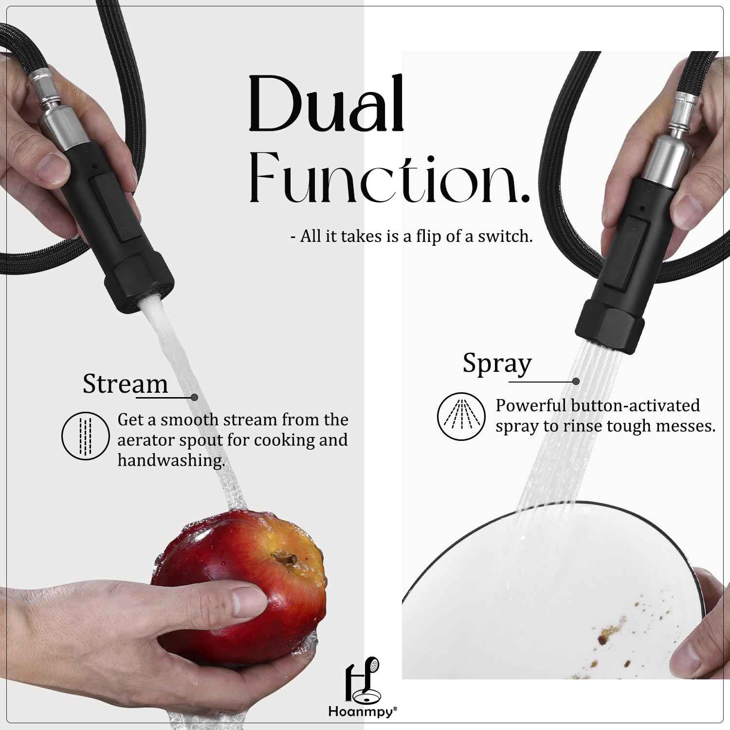 Hoanmpy Kitchen Faucets With Pull Down Sprayer Finishes Vintage Colours Kitchen Faucets, 17 Inch Brass Faucet For Kitchen Sink With Deck Plate (Matte Black)