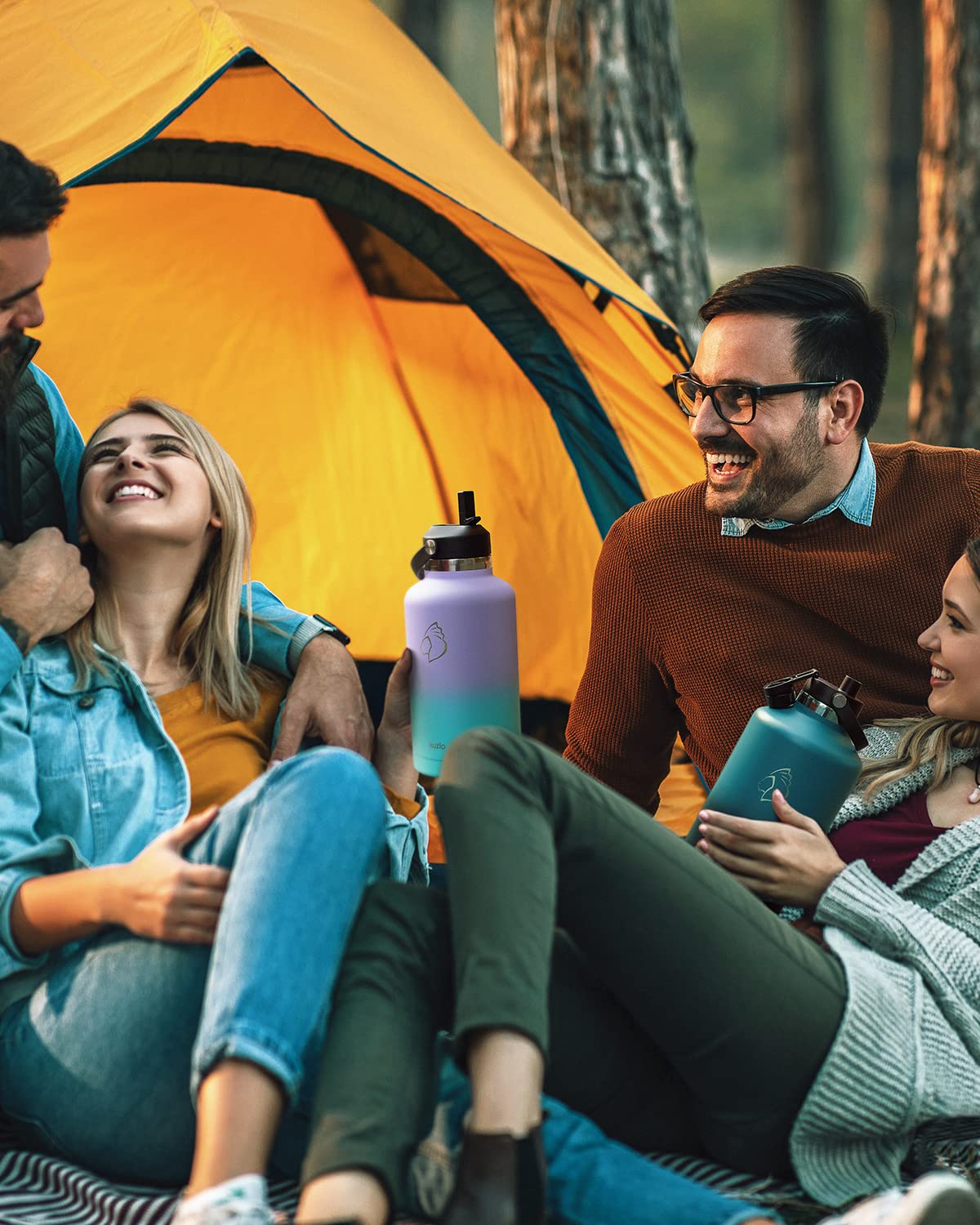 64Oz Insulated Water Bottle With Straw Spout Lid, Buzio Half Gallon Stainless Steel Water Bottles