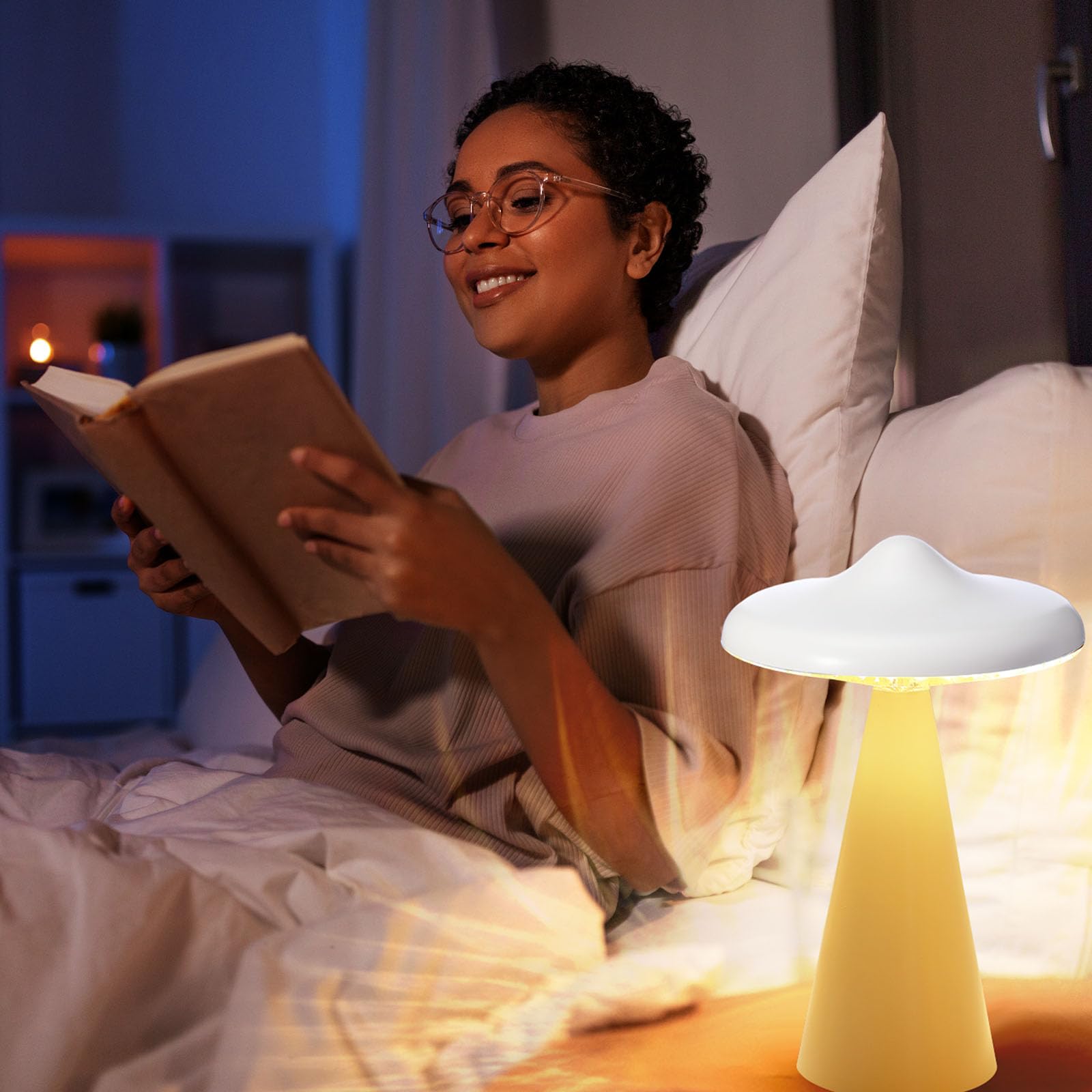 Vihose 2 Set Small Mushroom Lamp Touch Mushroom Table Lamp 3 Speed Dimming Warm Cold Night Light Small Desk Nightstand Decor For Bedroom Table Nursery Bed Birthday