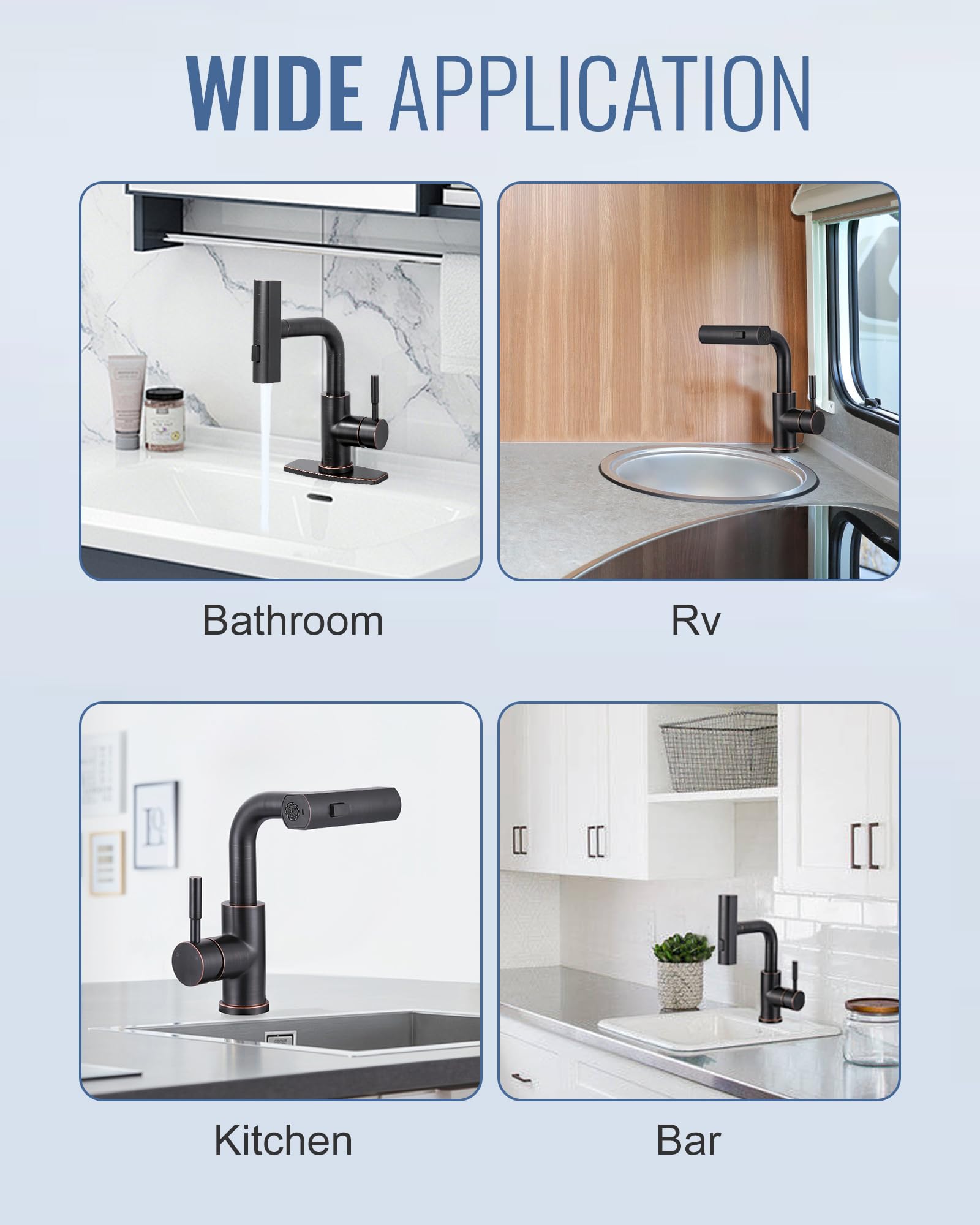 Aleasha Bar Sink Faucet Single Hole - For Bar Small Kitchen Bathroom Faucets With Cupc Supply Lines, 3 Water Modes Wet Bar Faucets 360 Swivel Prep Sink Faucet With Pull Out Sprayer, Oil Rubbed Bronze