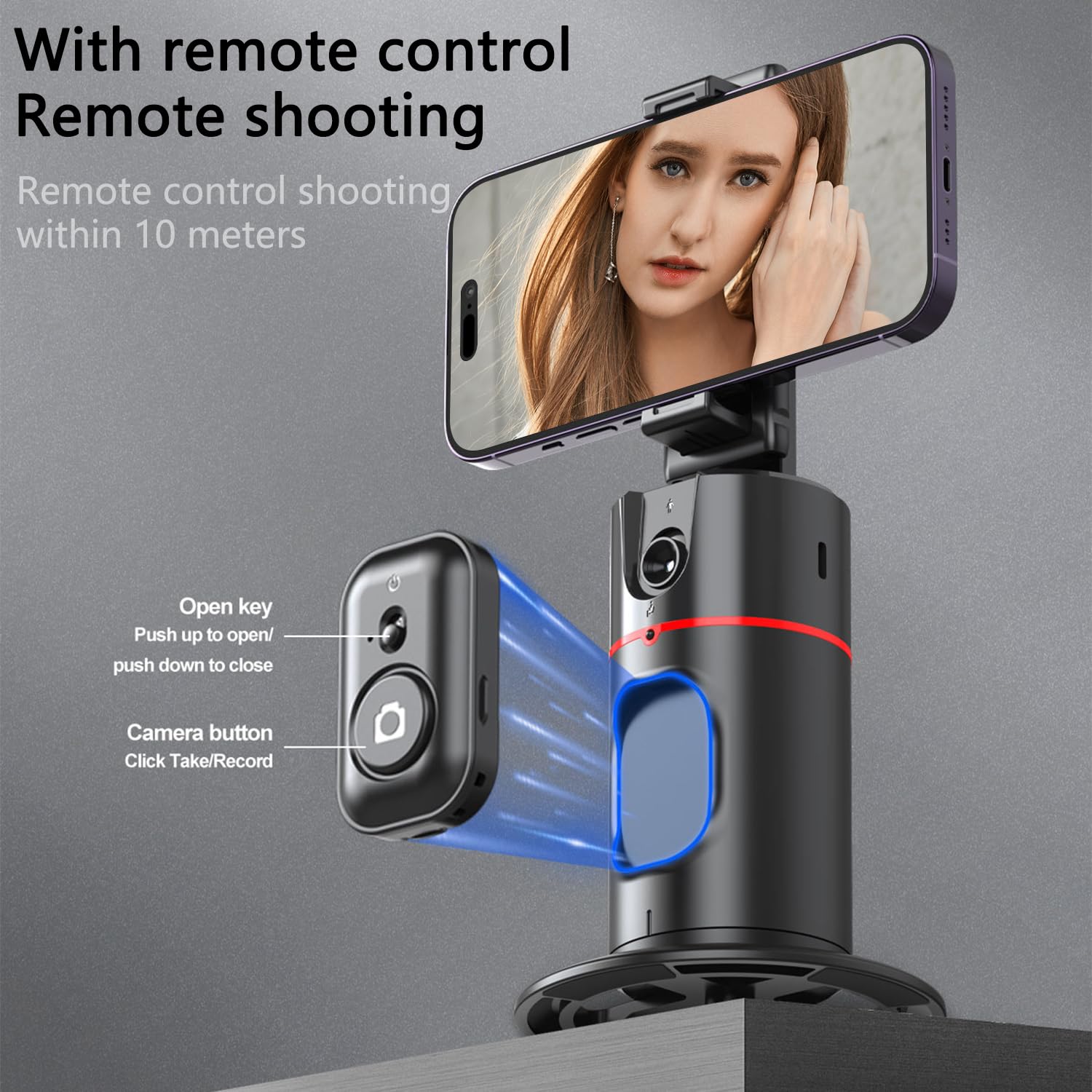 Afarer Auto Face Tracking Phone Holder 360° Rotation Phone Camera Mount, Face Body Tracking Phone Holder Foldable, Gesture Control 360 Rotation Tripod For Vlog, Tiktok, Live Stream, No App