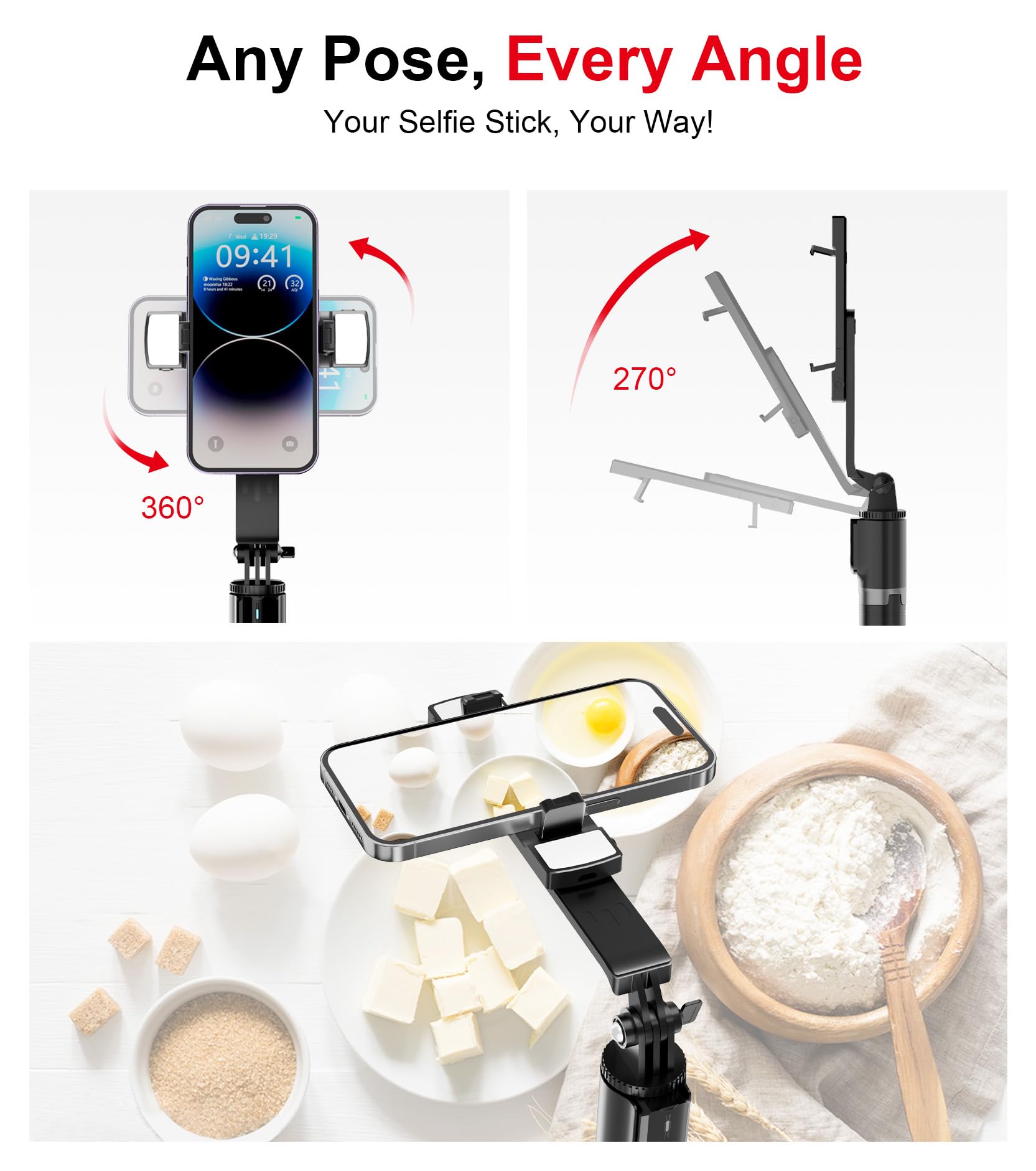 Ashiner Selfie Stick Phone Tripod With Remote And Led Fill Lights - 70 Inch Heigh Cell Phone Holder For Travel, Vlogging, Live Streaming Video And Photos,Phone Stand Compatible With Iphone And Android