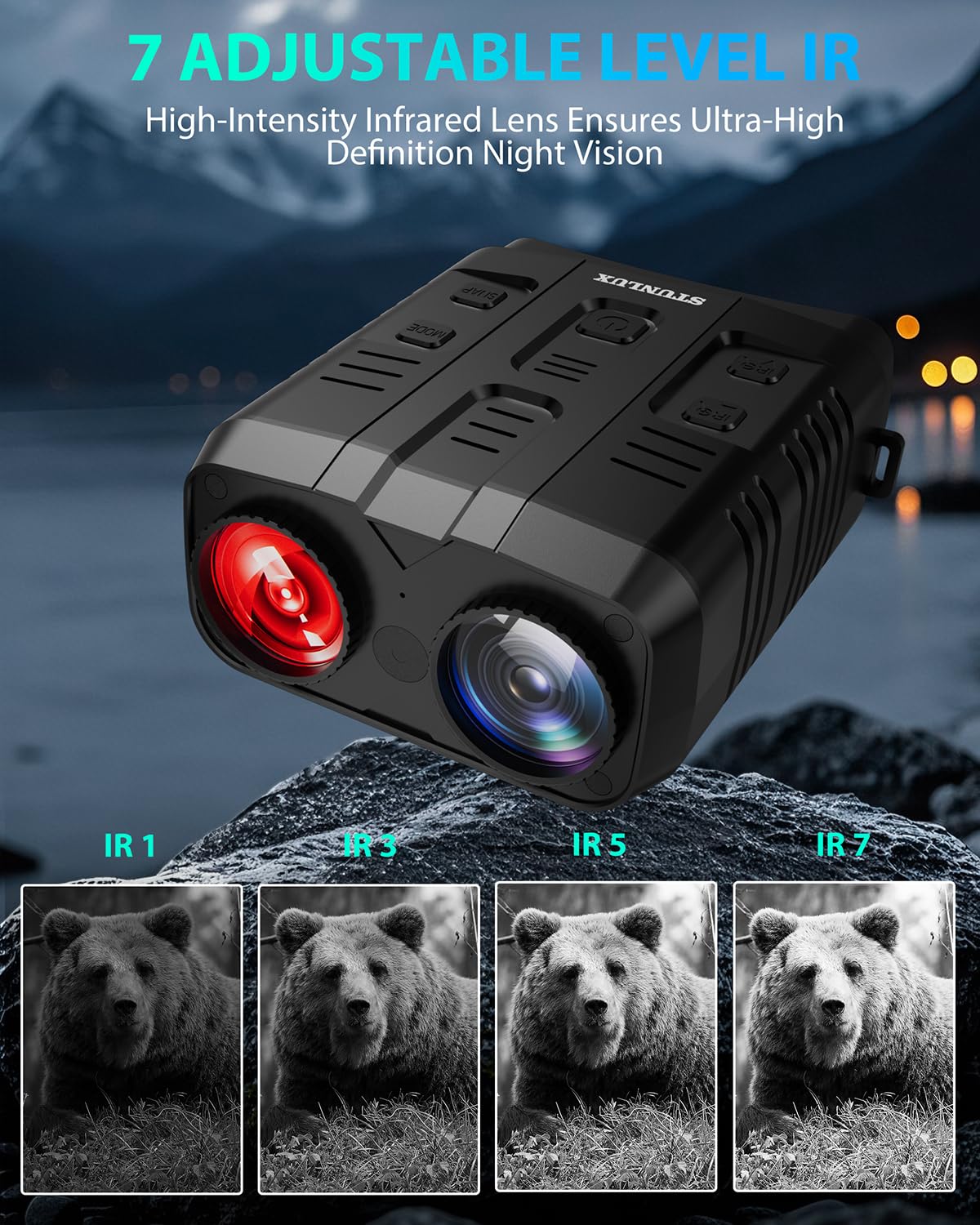 Stunlux Night Vision Goggles With Full Color 4K Resolution & 10X Zoom, Wifi Screen Mirroring, 48Mp And 3" Hd Screen, Fast Charging & Infrared For Camping Hunting Security