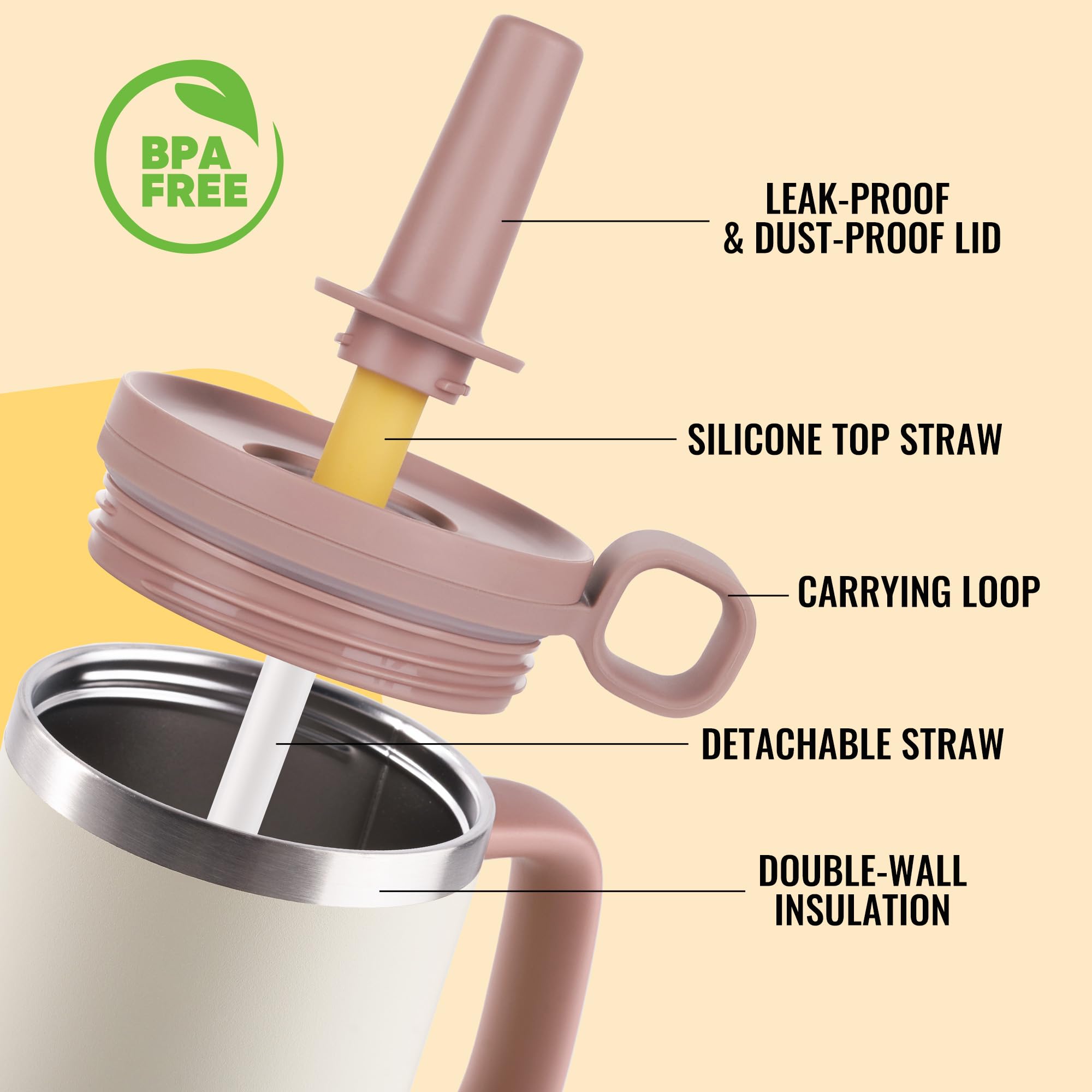 32Oz Water Bottle With Straw, Tumbler With Handle & Lid, Insulated Water Bottle With Straw Cover