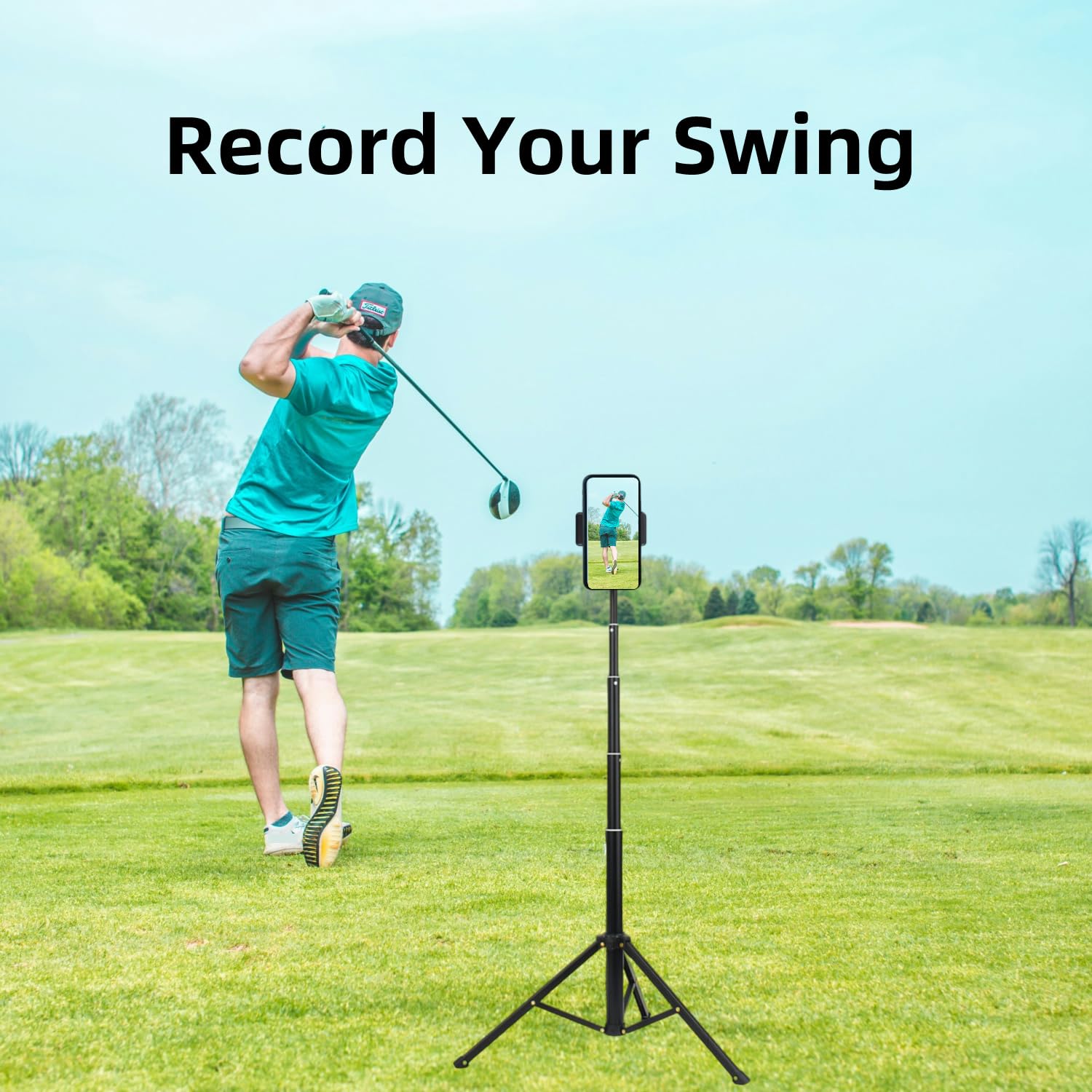 Yki Golf Tripod For Recording Golf Swing, Golf Swing Analyzer Phone Holder, Golf Selfie Stick For Swing Training Aid, Golf Tripod Stand For Smartphone & Camera