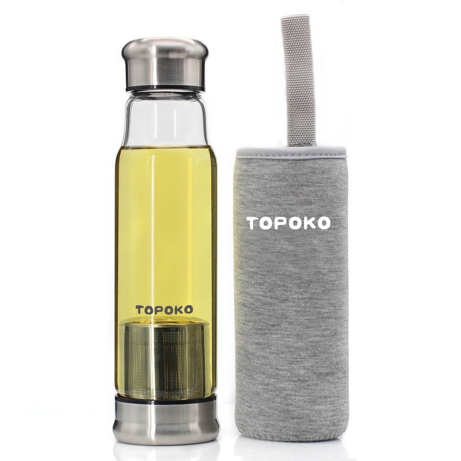 Topoko 18.5 Ounce Top Level Quality Stylish Environmental Borosilicate Glass Water Bottle