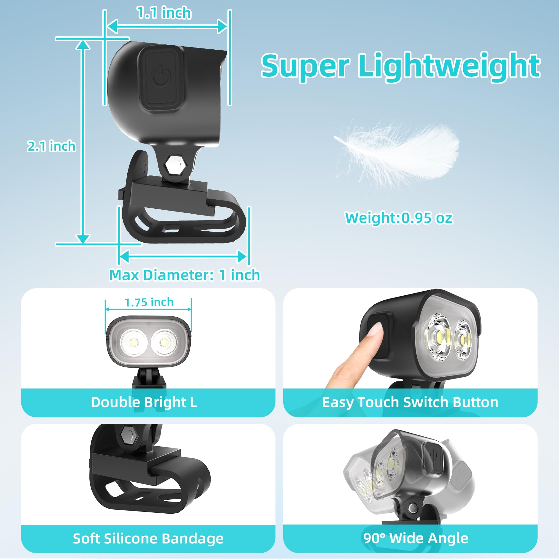 Auksky 2 Original Rechargeable Headlights For Shoes, Adjustable Light For Shoes, Waterproof Flashlights For Kids Adults, Headlamp Clip, Christmas Lights Decorations