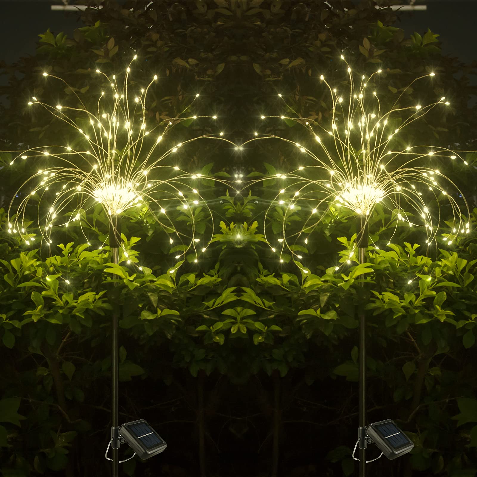 Heageero Solar Garden Lights, Solar Firework Lights 180 Leds,Solar Powered String Light Warm White, Diy Chandelier For Garden, Patio, Yard, Flowerbed, Parties (2 Pack)