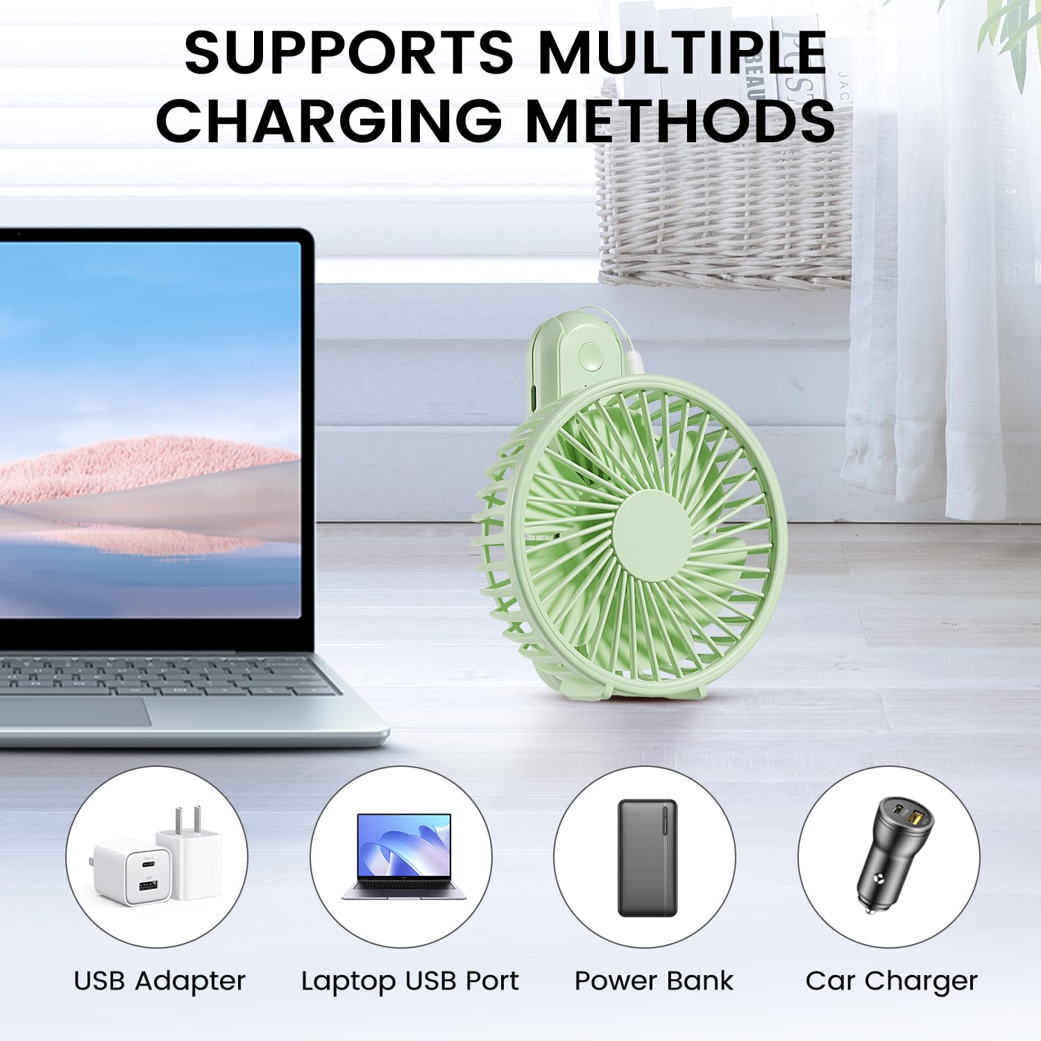 Passionbility Portable Handheld Fan - 2000Mah Personal Portable Fan Rechargeable, 180° Foldable Usb