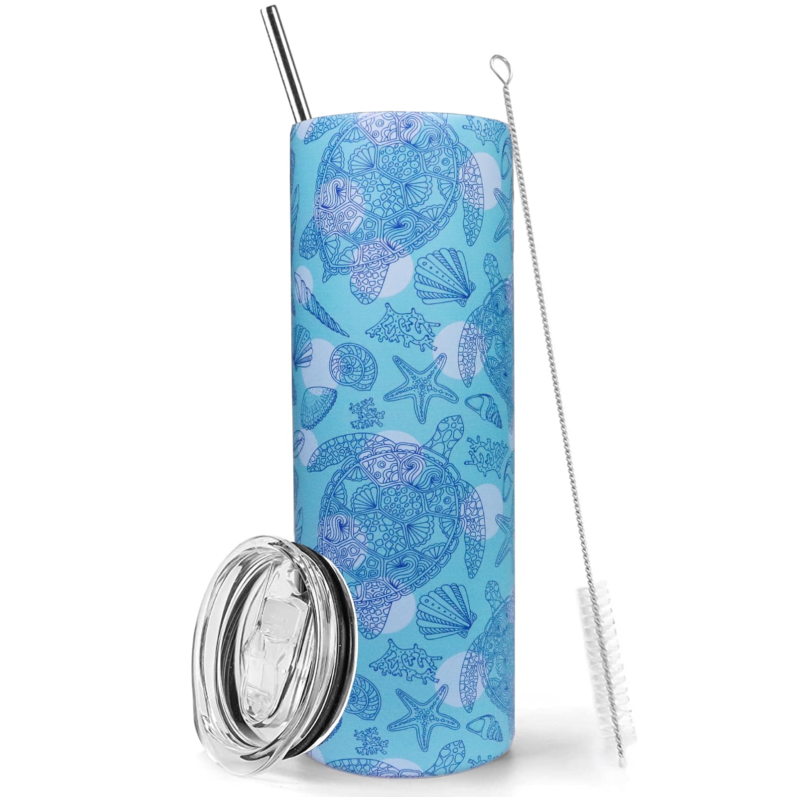 Sea Turtle Tumbler With Lid And Straw 20 Oz Insulated Sea Turtle Skinny Tumbler Stainless Steel