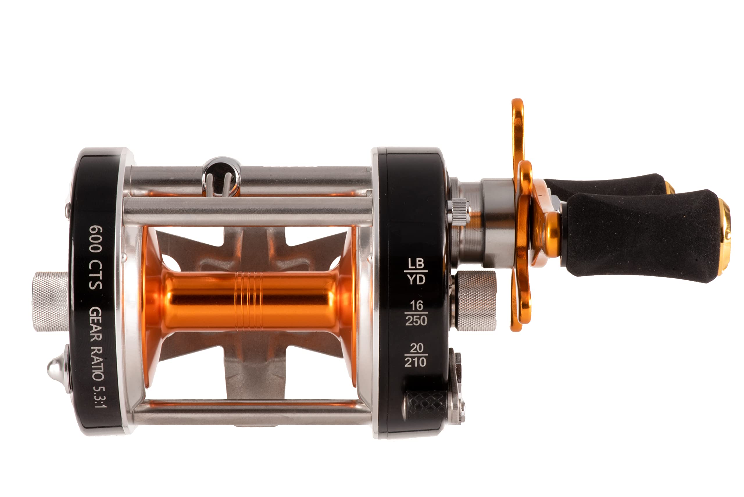 Catfish Pro Tournament Series 600Cts Round Baitcasting Reel - 6+1 Stainless Steel Ball Bearings, 5.3:1 Gear Ratio, 19Lb Drag, Brass Gears, Centrifugal Brake, Durable & Powerful For Big Catfish Fishing