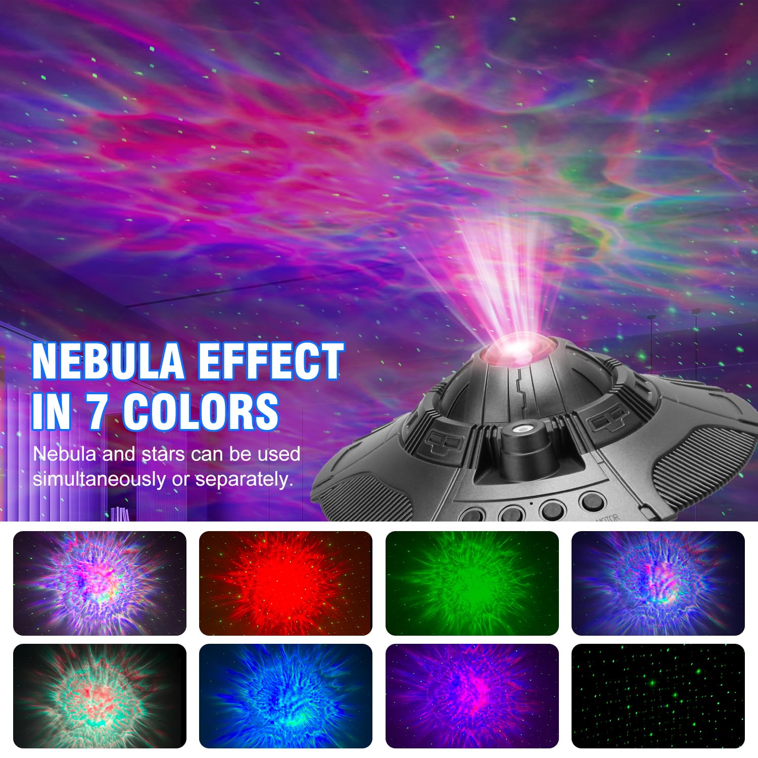 Fssqbflc Ufo Galaxy Projector, Star Projector, Led Lights For Bedroom, Night Light For Kids Or Adults Room Decor, Game Room,  For Christmas, Room Ceiling Starry Nebula Decoration
