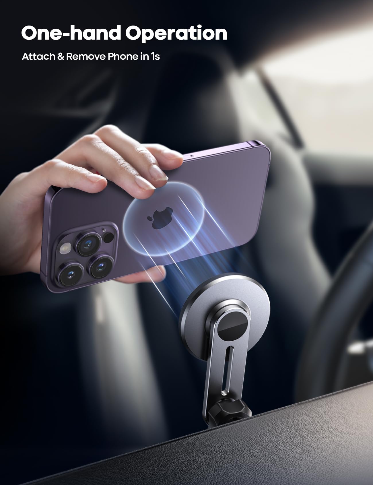 Lamicall Car Phone Holder Mount For Magsafe Magnetic Phone Holder For Car, Hands Iphone Car Holder Mount For Iphone 14 13 12 Pro Plus Max Mini Magsafe Case, Carbon Fiber