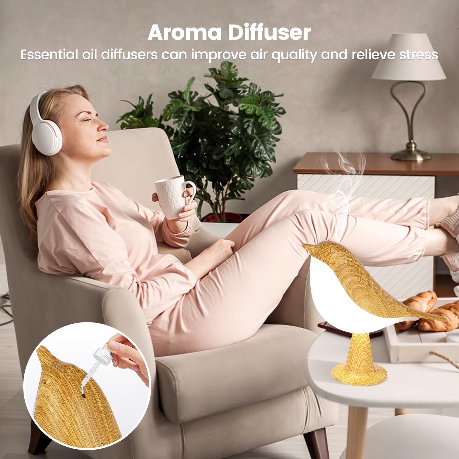 Haotao Small Cute Bird Table Lamp, Touch Night Light, Cordless Bedside Lamps, Desk Lamp, 3-Way Dimmable Usb Rechargeable Battery 2600Mah Nightstand Lamps For Bedroom, Bird Decor
